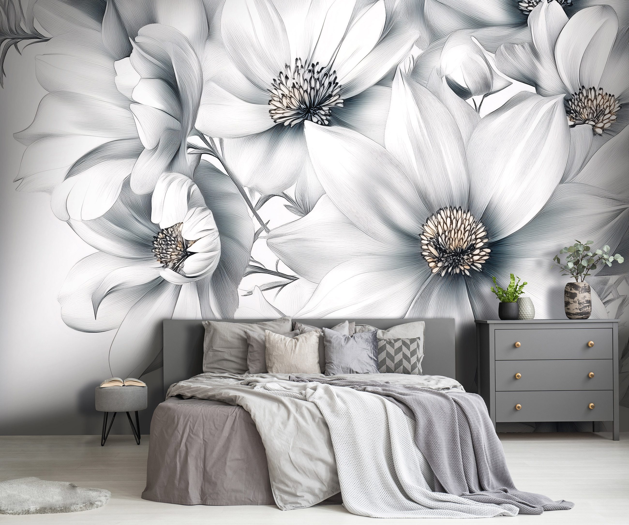 Wallarena Fototapete Blumen Natur Weiß Vlies Tapete Wohnzimmer Schlafzimmer günstig online kaufen