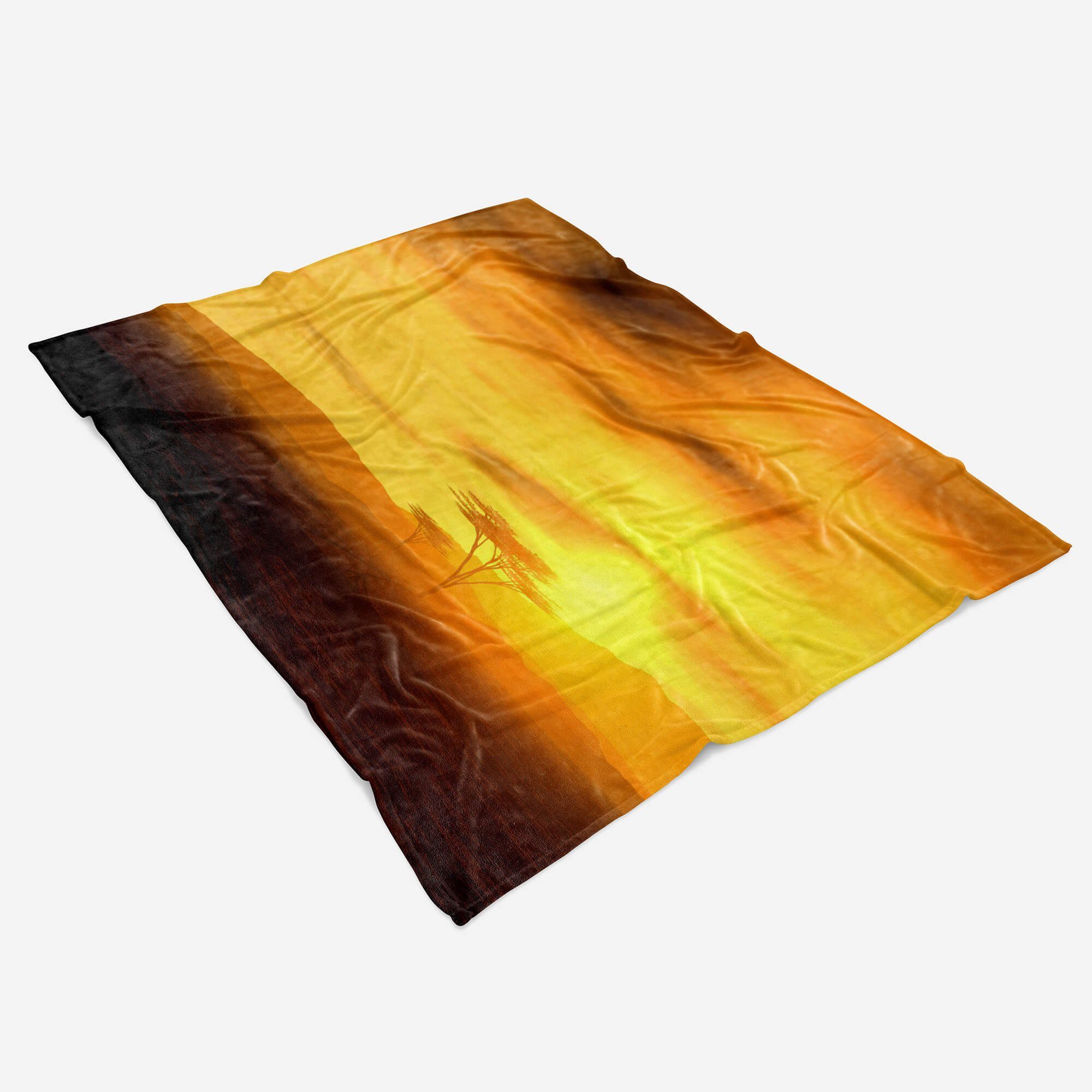 Sinus Art Handtücher Handtuch (1-St), Saunatuch Fotomotiv mit Kuscheldecke Afrika Handtuch Strandhandtuch Baumwolle-Polyester-Mix Savanne Son