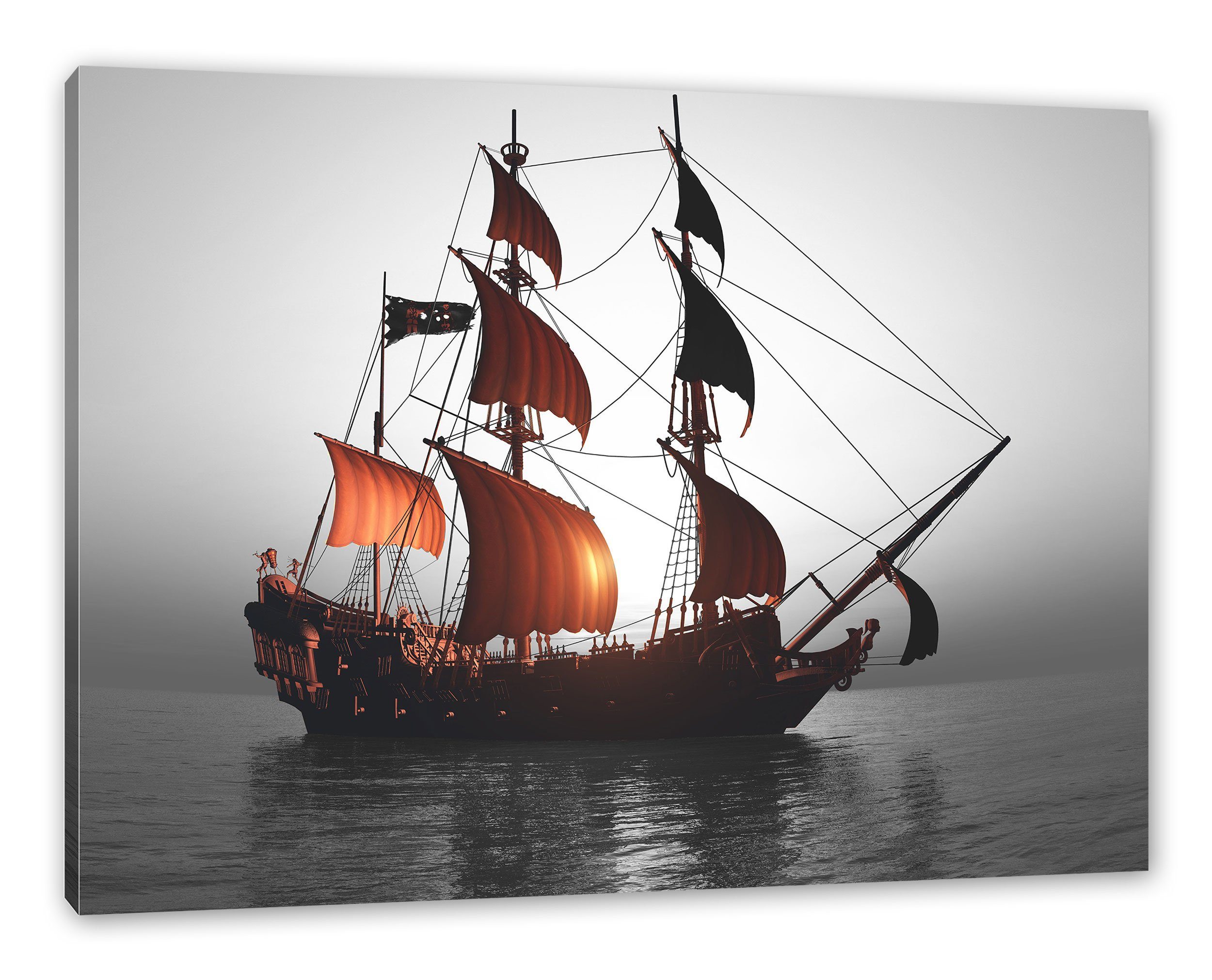 bespannt, Leinwandbild St), inkl. Gewaltiges Gewaltiges Segelschiff, fertig Leinwandbild Pixxprint (1 Zackenaufhänger Segelschiff