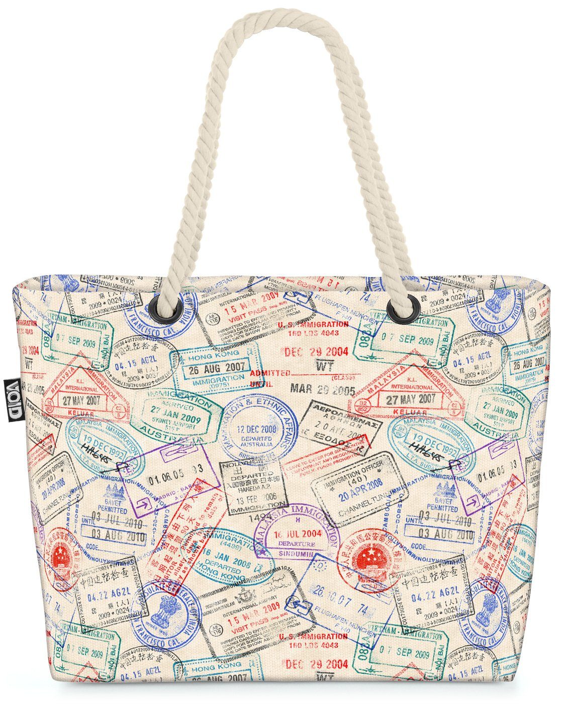 japan Beach Strandtasche (1-tlg), Fliegen Stempel reisen Siegel Urlaub Reisepass Bag Visum Flughafen VOID