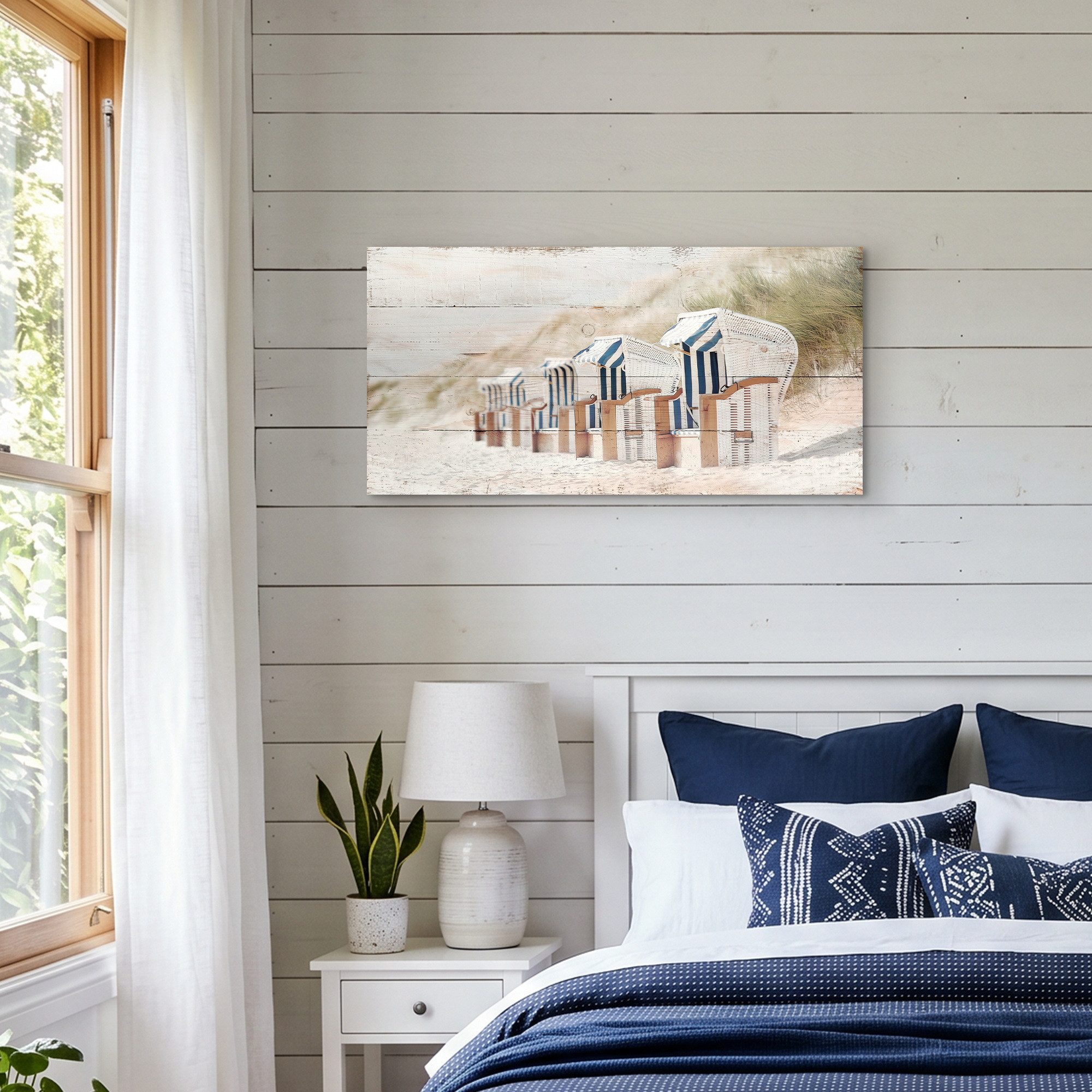 OTTO home Leinwandbild Strandkörbe in Holzoptik, Strandbilder (1 St)
