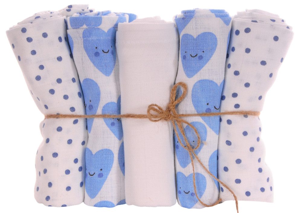 La Bortini Stoffwindeln Spucktücher 5 oder 10 Stück Tücher Baby Mulltücher Babywindeln (5er-Set oder 10er Set, für Neugeborene), aus reiner Baumwolle, für Mädchen und Jungen