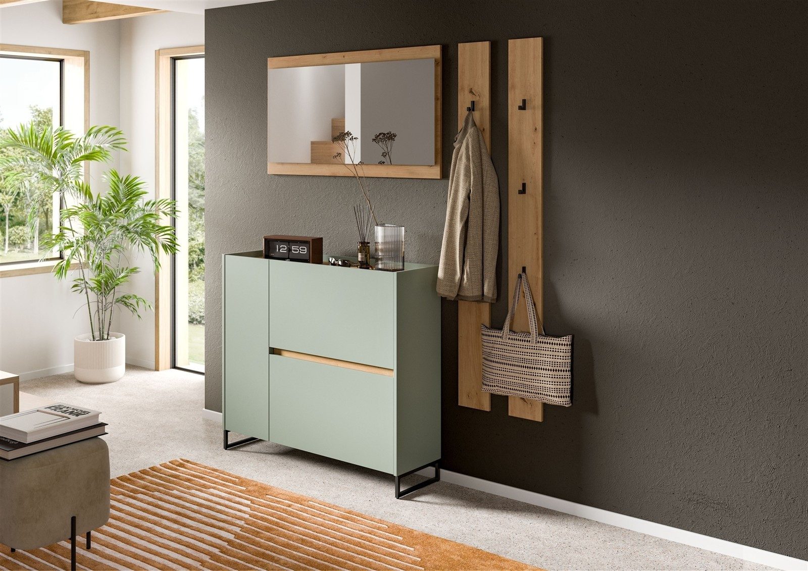 freiraum Garderoben-Set Drive, in Salbei - 192x172x32cm (BxHxT)