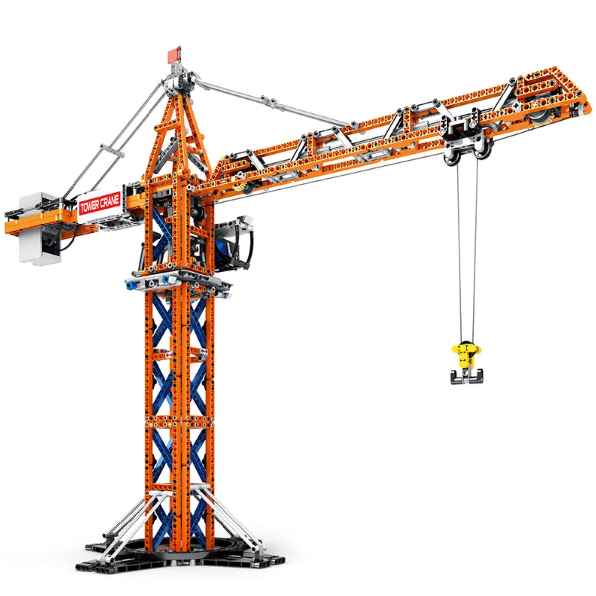 Reobrix 22013 Spielbausteine, (Klemmbaustein Set, 1288 St), Fernsteuerbarer Turmkran mit drehbarer Kabine und beweglichem Haken