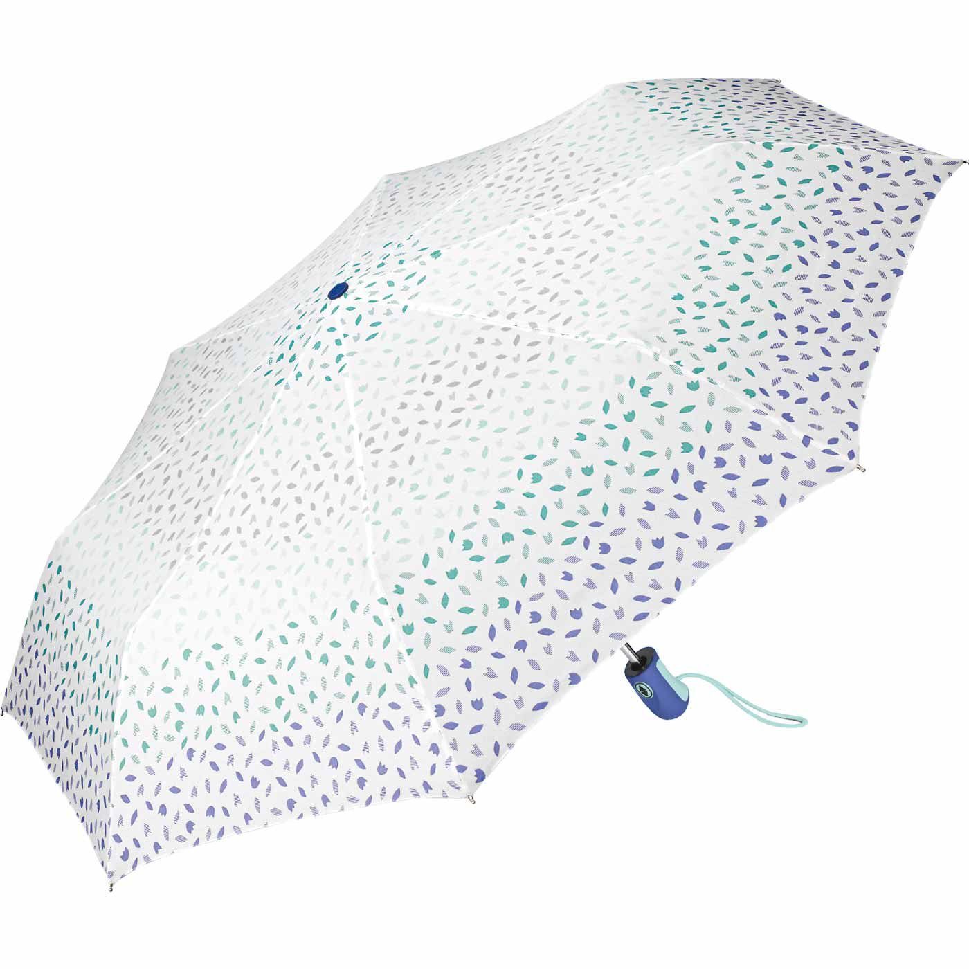 Esprit Taschenregenschirm schöner Schirm für Damen mit Auf-Zu Automatik, zarte Blütenblätter in farblicher Abstufung - blau
