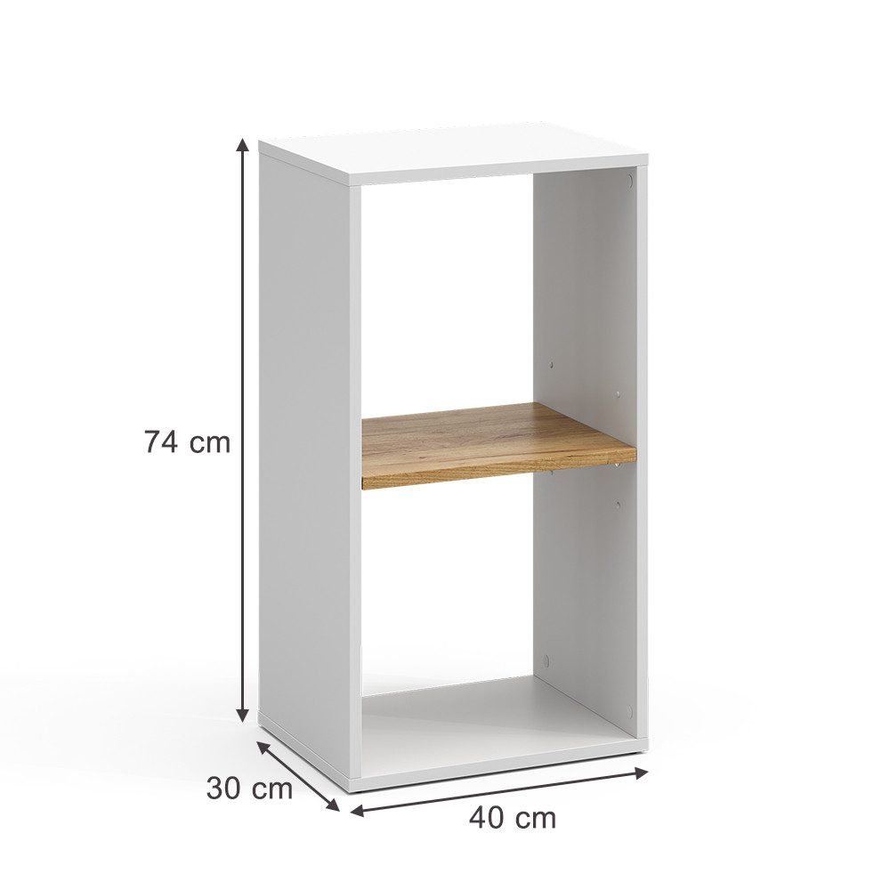 Vicco Bücherregal Tomy, Weiß/Goldkraft Eiche, 40 x 74 cm mit 2 offenen Fäch günstig online kaufen