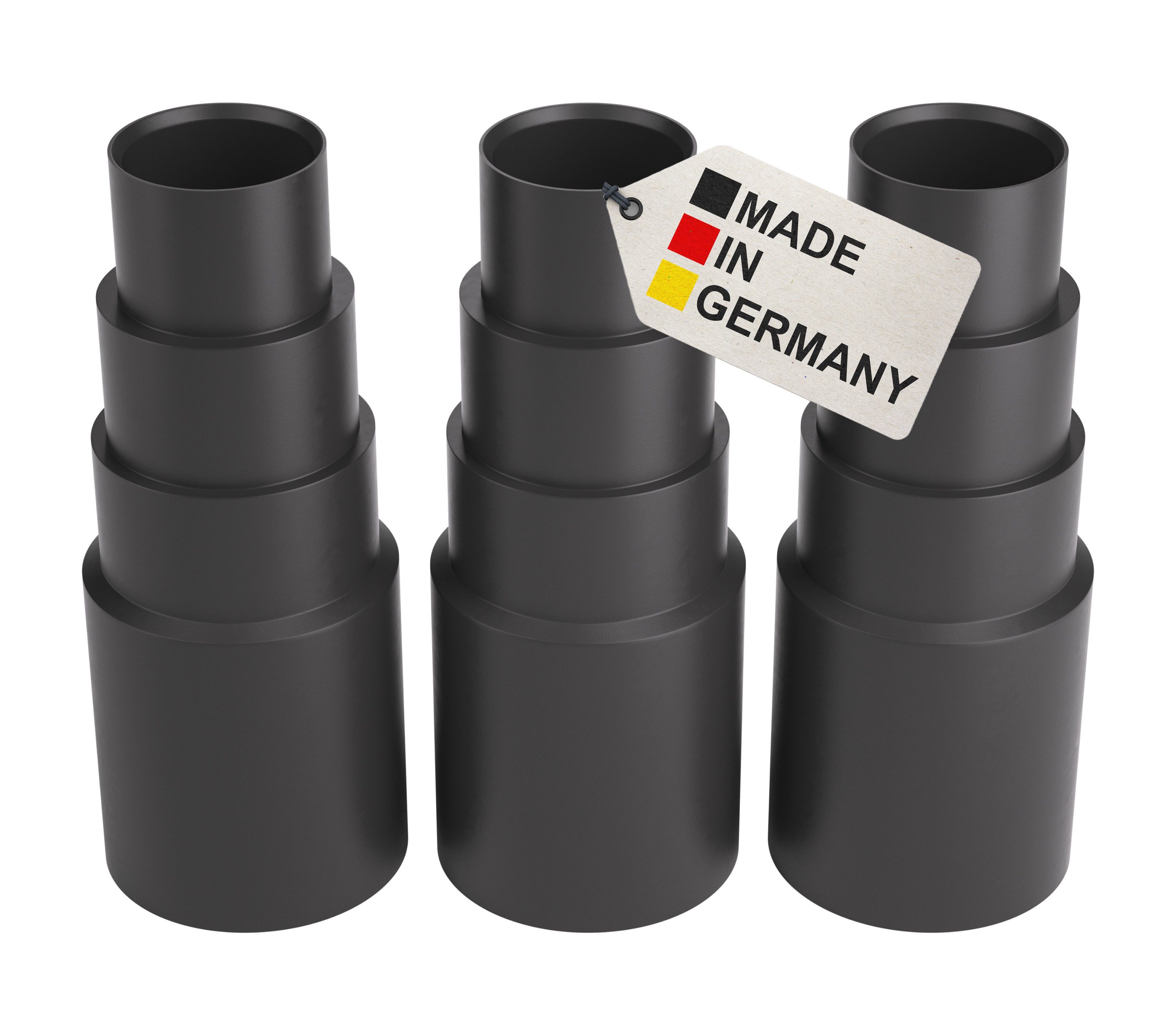 BAUHELD Staubsaugerrohr-Adapter Schwarz PVC-Gummi, Zubehör für Kärcher, Bosch, Miele, AEG, Siemens, Makita, Dyson, Festool, Vorwerk, Einhell, Mehrstufensystem, flexibel zuschneidbar