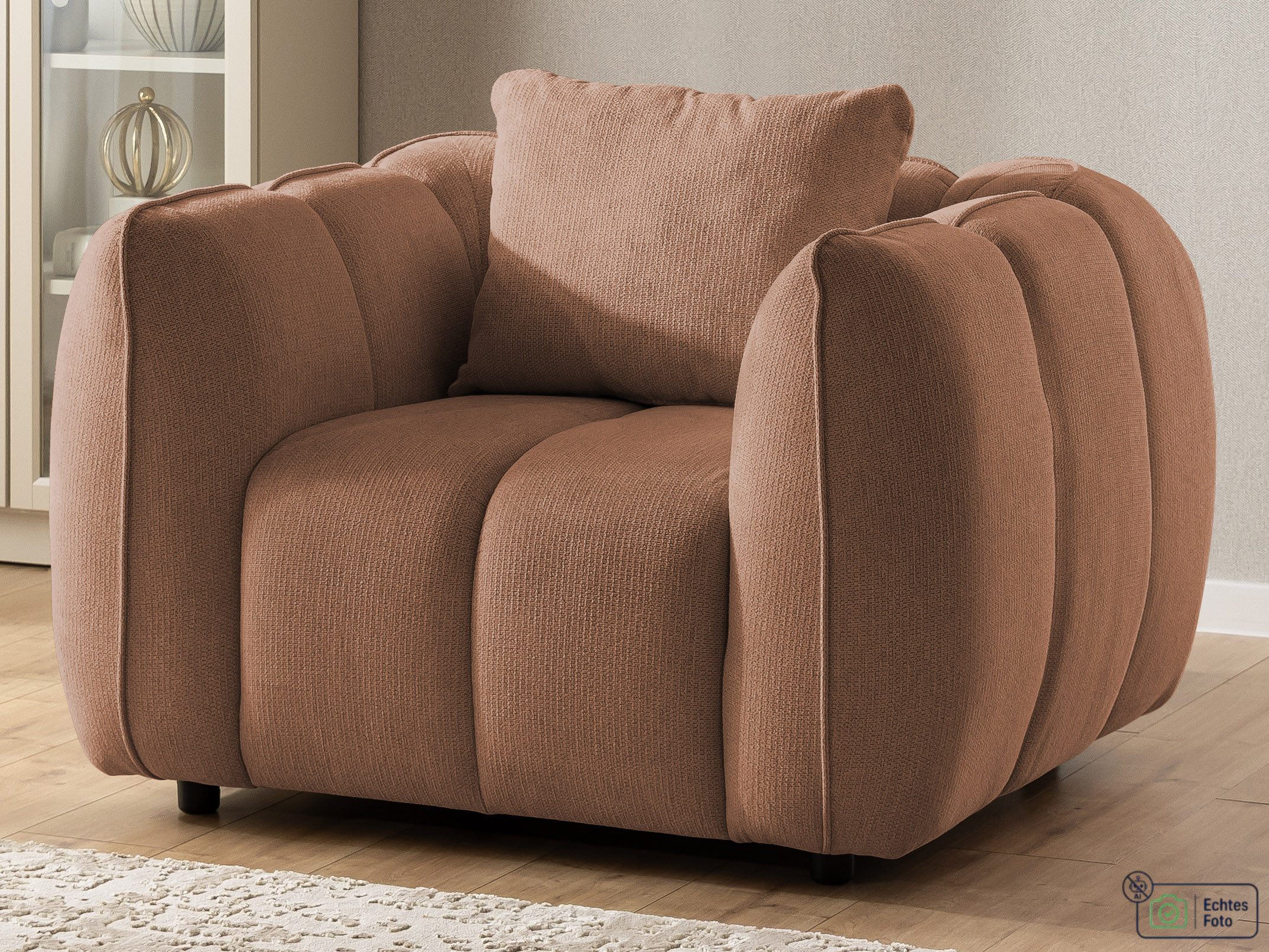 S-Style Möbel Sessel Nubira in tief gesteppter Bubble-Optik aus weichem Strukturstoff, mit modernem Design und Wellenfederung