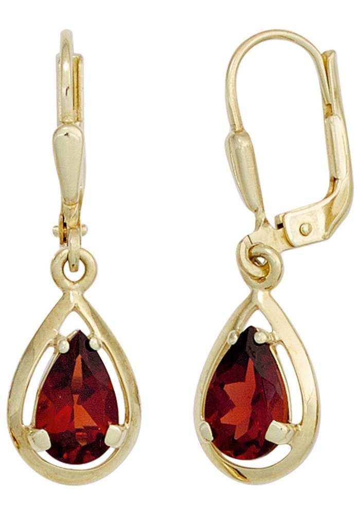 JOBO Paar Ohrhänger, Tropfen 333 Gold mit Granat günstig online kaufen