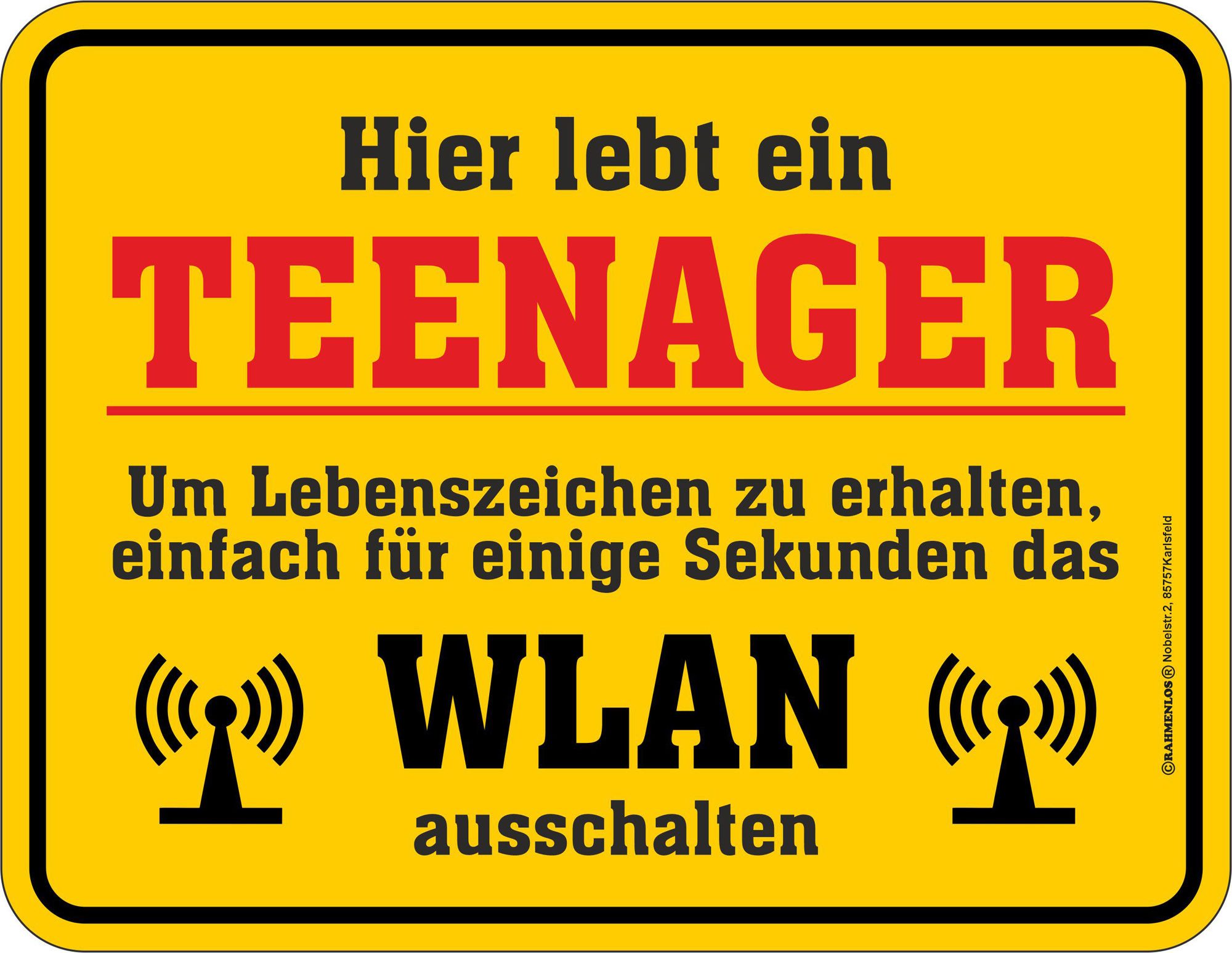 Metallschild Teenager WLAN Fun-Schilder