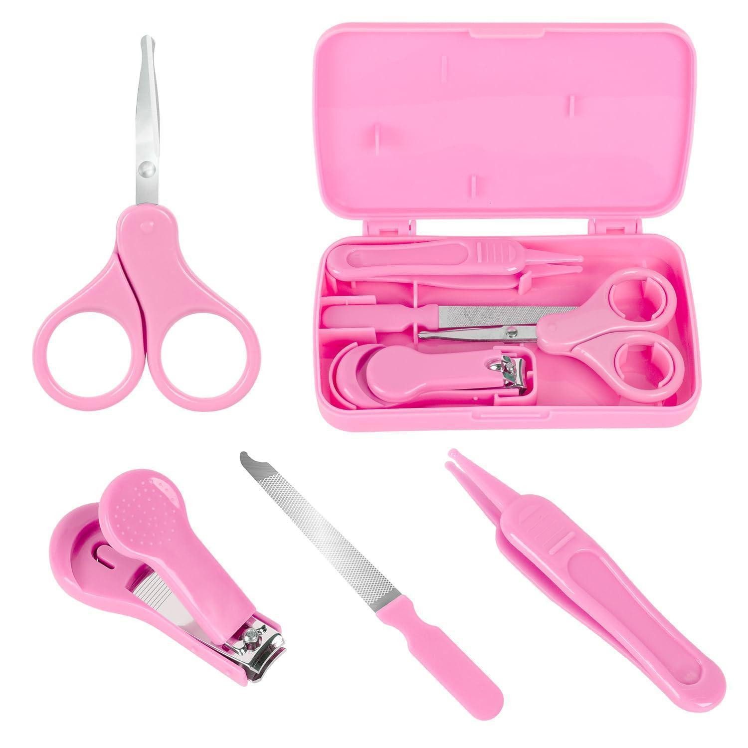 LuxusKollektion Nagelknipser-Set Baby Nagelpflegeset 4-in-1 Pink Etui