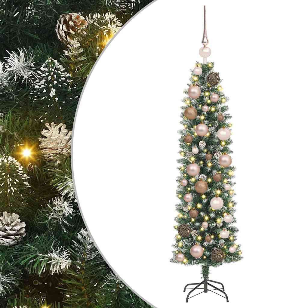 vidaXL Künstlicher Weihnachtsbaum Künstlicher schlanker Weihnachtsbaum Grün und Weiß 120 cm