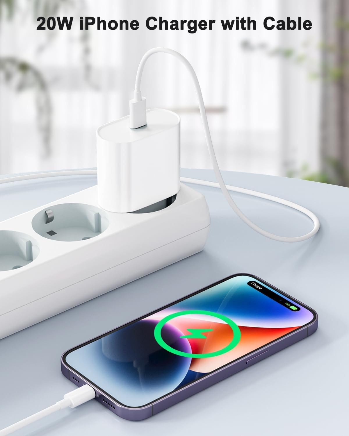 BRAIDOL Ladeset 20W Schnellladegerät USB-C Lightningkabel passt für iPhone USB-Ladegerät (2,22 mA, 1.8m, USB-Ladegerät, 1-tlg., 1x Adapter 20 Watt + 1x Ladekabel USB-C auf Lightning, passt für iPhone 14 Pro Max 14 Plus 13 12 11 XR SE iPad)