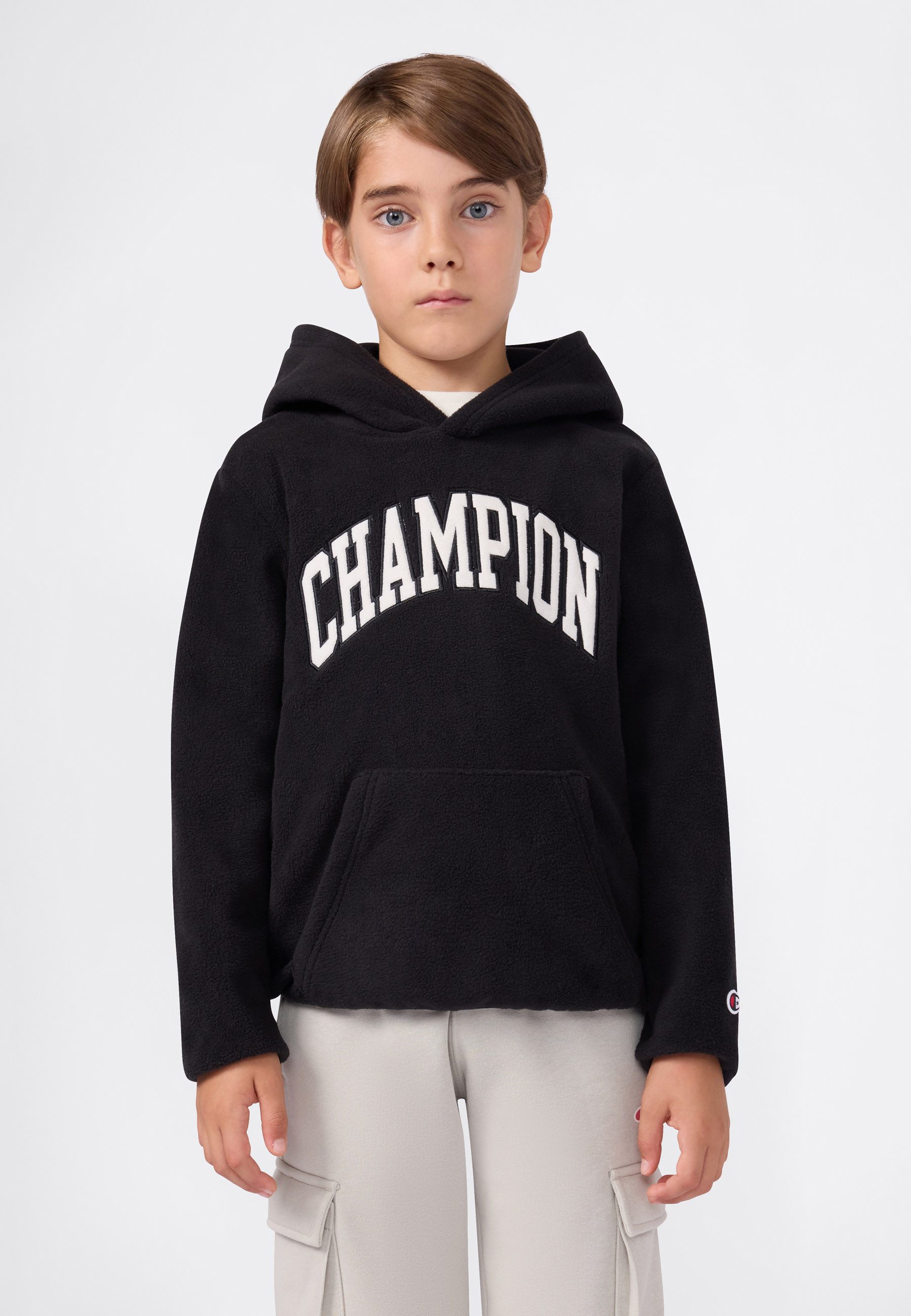 Champion Strickfleece-Pullover Polar Hoodie Large Logo mit Hoodie-Charakter, aus Polyester, neutraler Schnitt