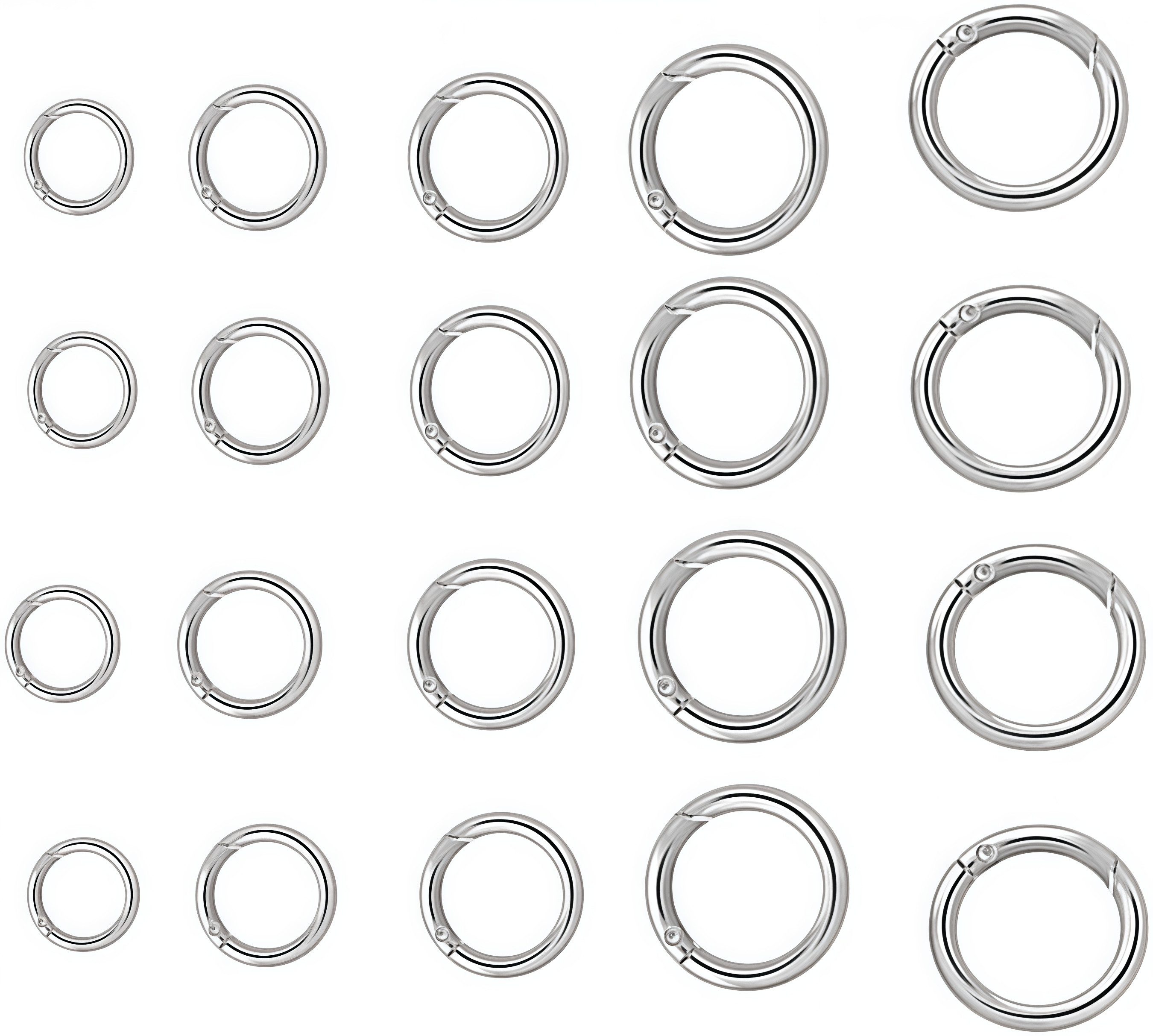 FOUORTUNATE-BEE Karabiner 20 Metall-Federkarabiner aus Legierung für Schlüsselanhänger, (20 St), 20er Set Federhaken für Schlüssel, Anhänger und Zubehör