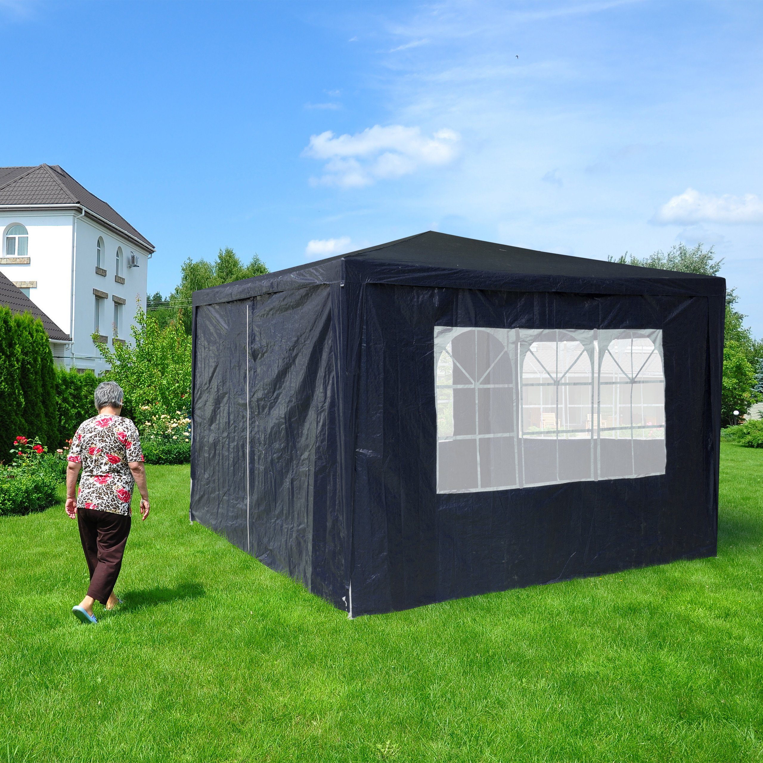 relaxdays Pavillon Blaue Pavillon Seitenwand 4er Set, mit 4 Seitenteilen – Bild 3 von 5