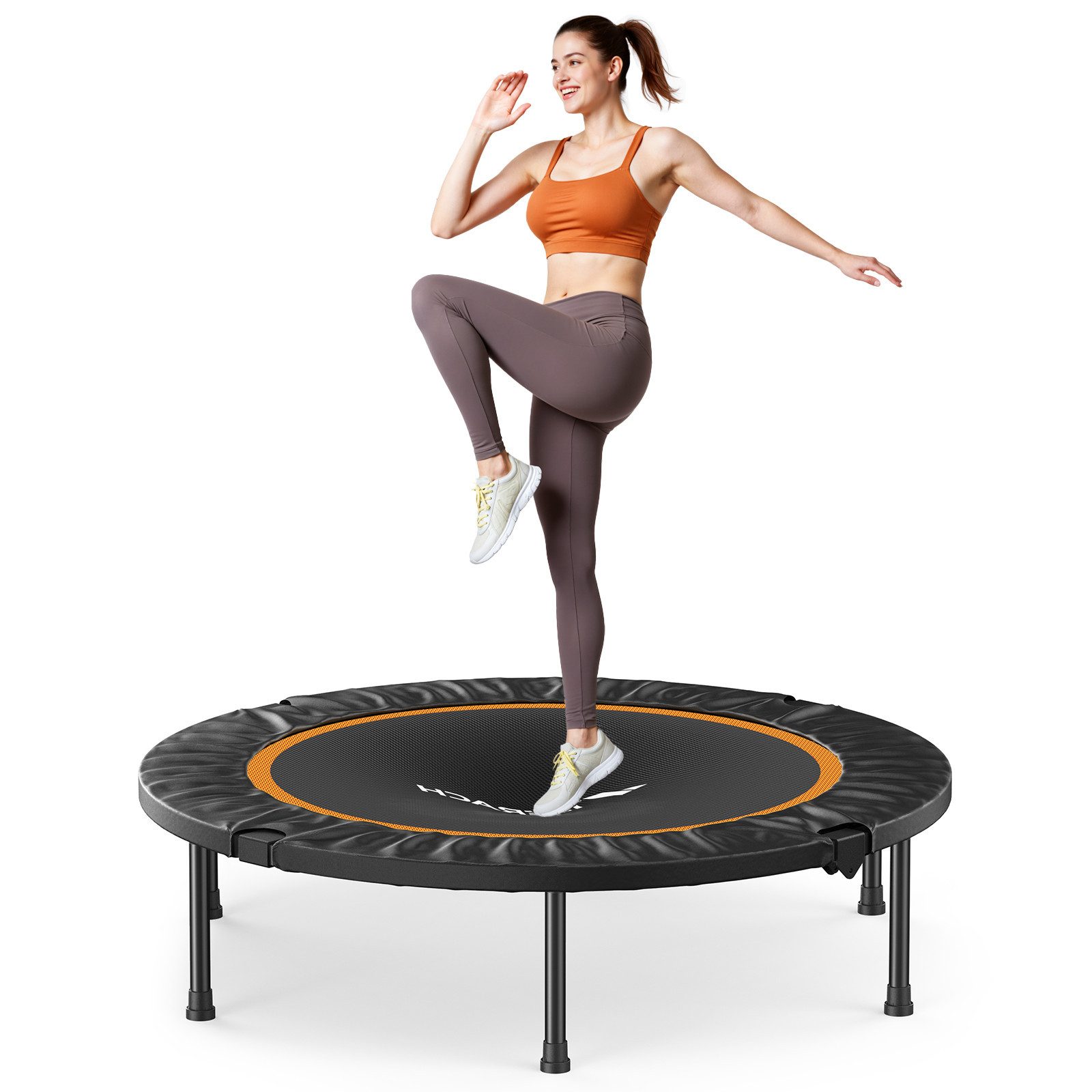 MERACH Fitnesstrampolin Fitness Trampolin, klappbar, leise und robuste, Trampoline bis 150 kg, Ø 102 cm, (1 tlg), Bungee-Rebounder trampolin für Erwachsene, Kinder, Indoor/Outdoor