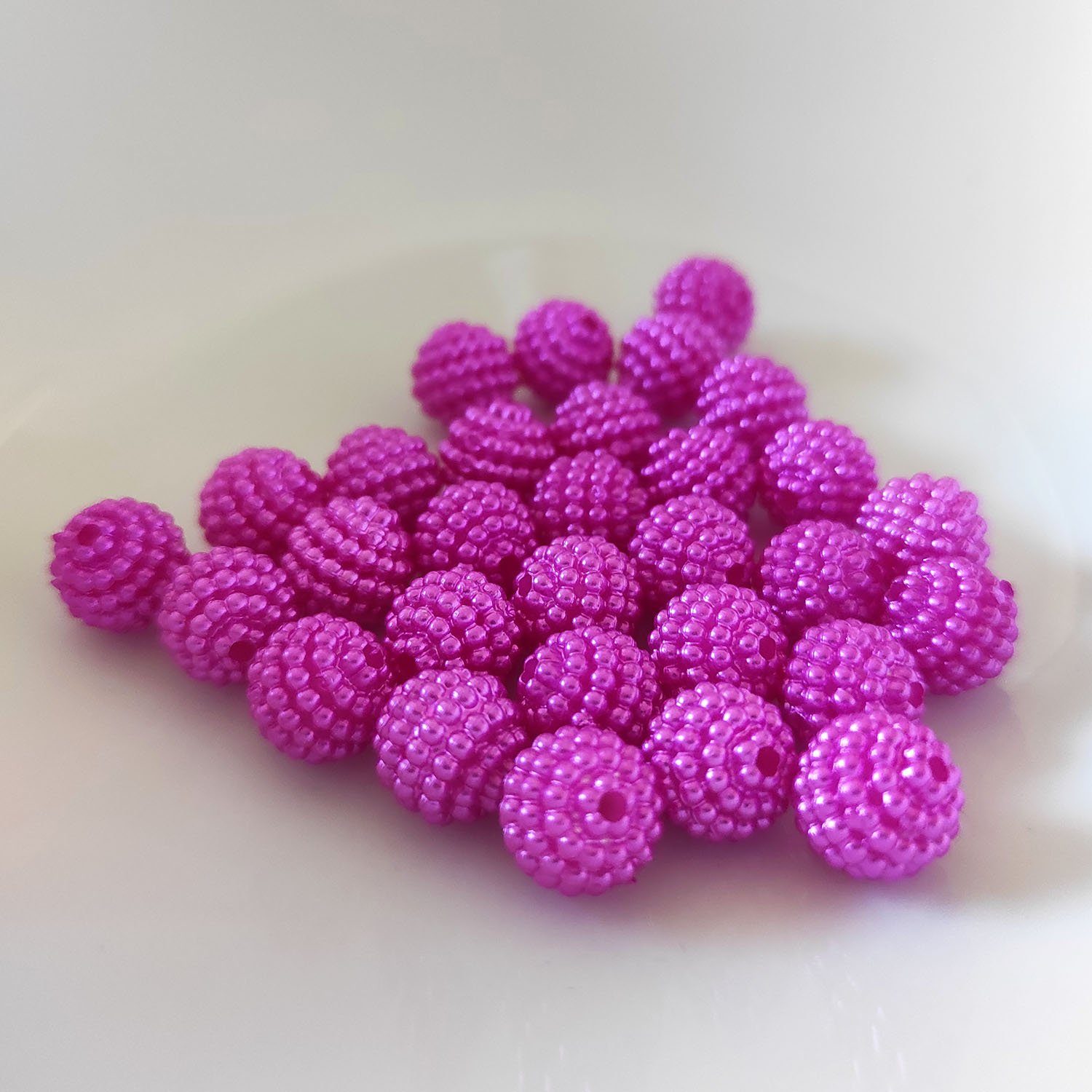 Kopper-24 Bastelperlen Bubble Perlen rund aus Acryl, 10 mm, 30 Stück, Pink