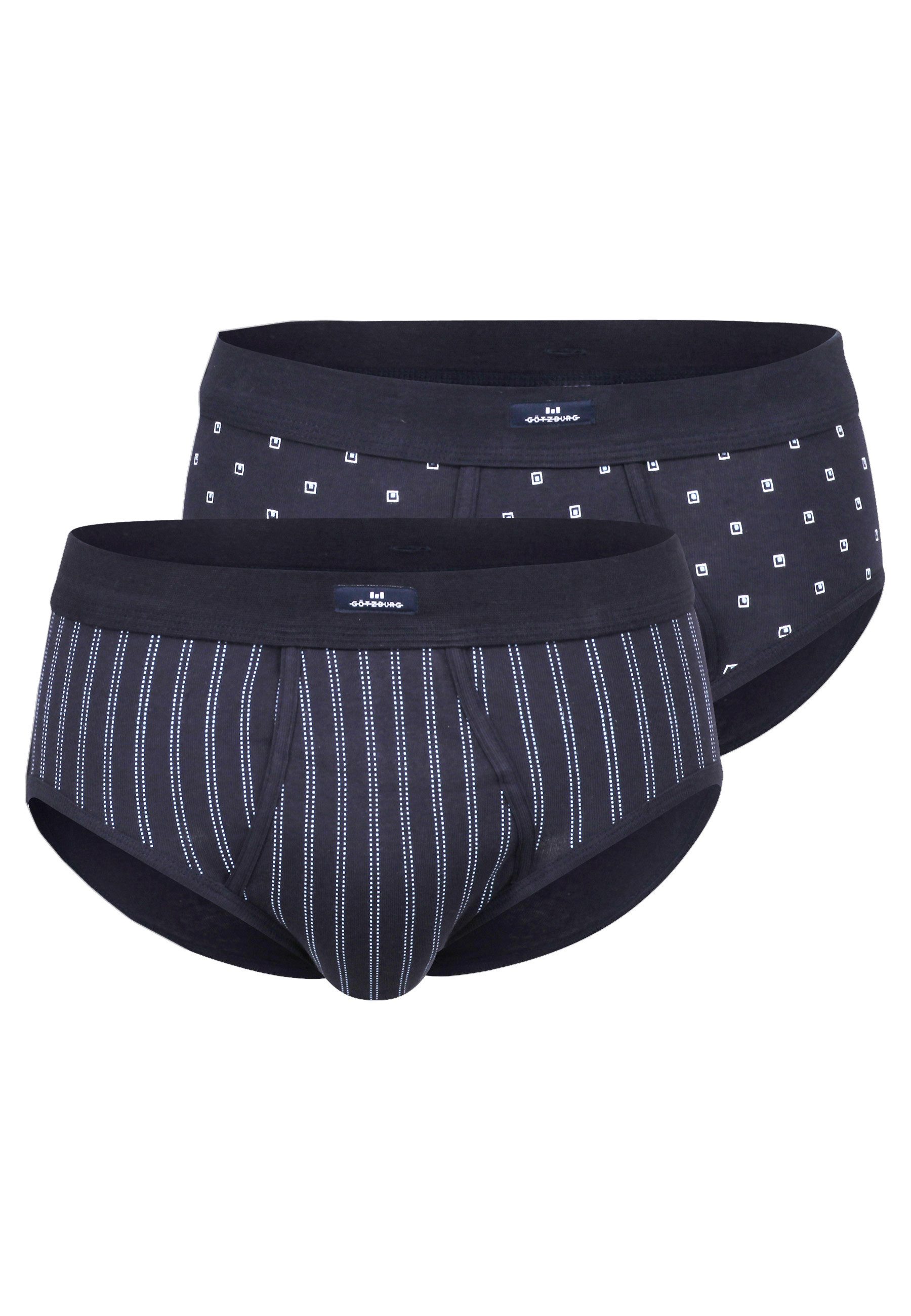 GÖTZBURG Slip GÖTZBURG Herren Slip blau bedruckt 2er Pack (2-St)