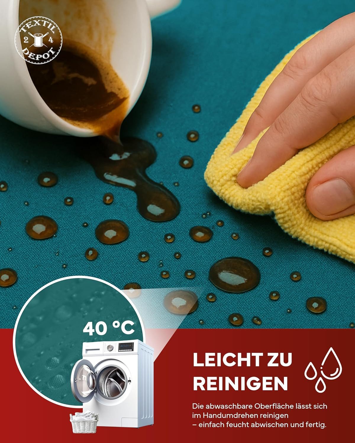 texpot Tischdecke Lotuseffekt Leinenoptik Bügelfrei Fleckschutz wasserabweißend (1-tlg) – Bild 5 von 5
