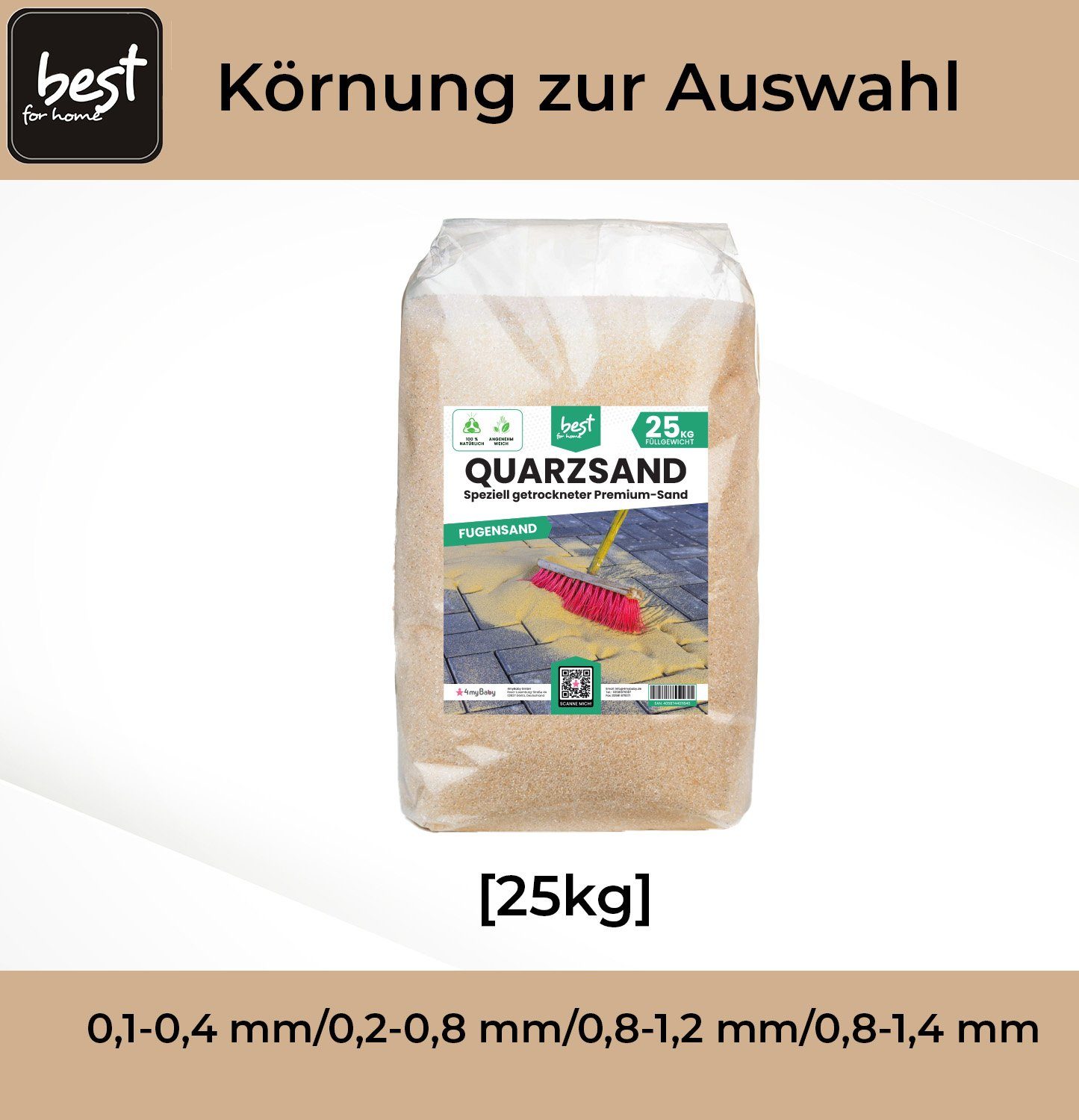 Best for verschiedene 25 Körnungen. enge für Pflasterfugen, Bestandteile, Feiner Home unkrauthemmend, kg: Fugensand Quarzsand organische