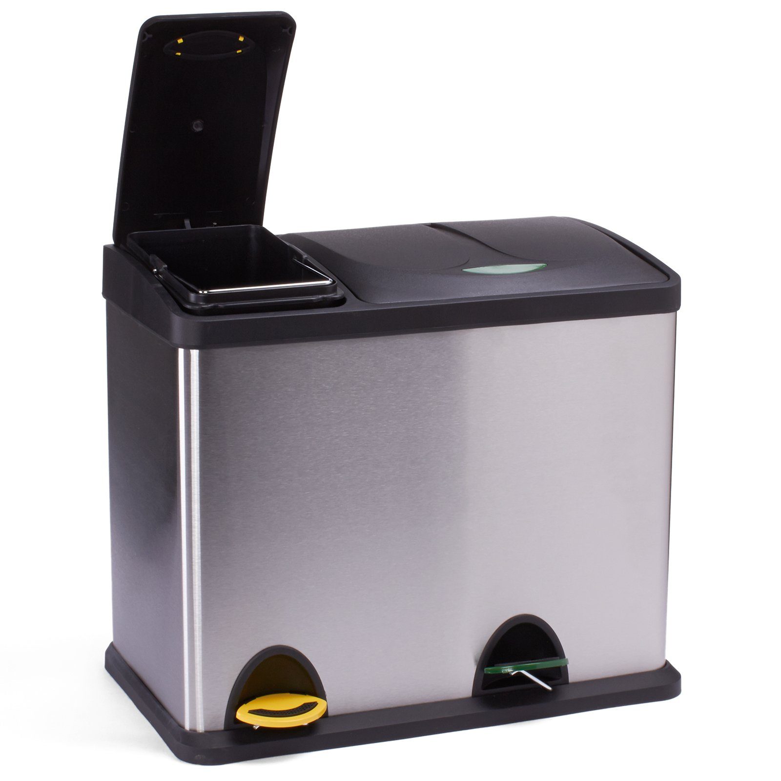 MSV Mülltrennsystem Treteimer Mülltrennung, mit Deckel, 26 L (1x 8 L + 1x 18 L), mit Inneneimer, Treteimer, Edelstahl