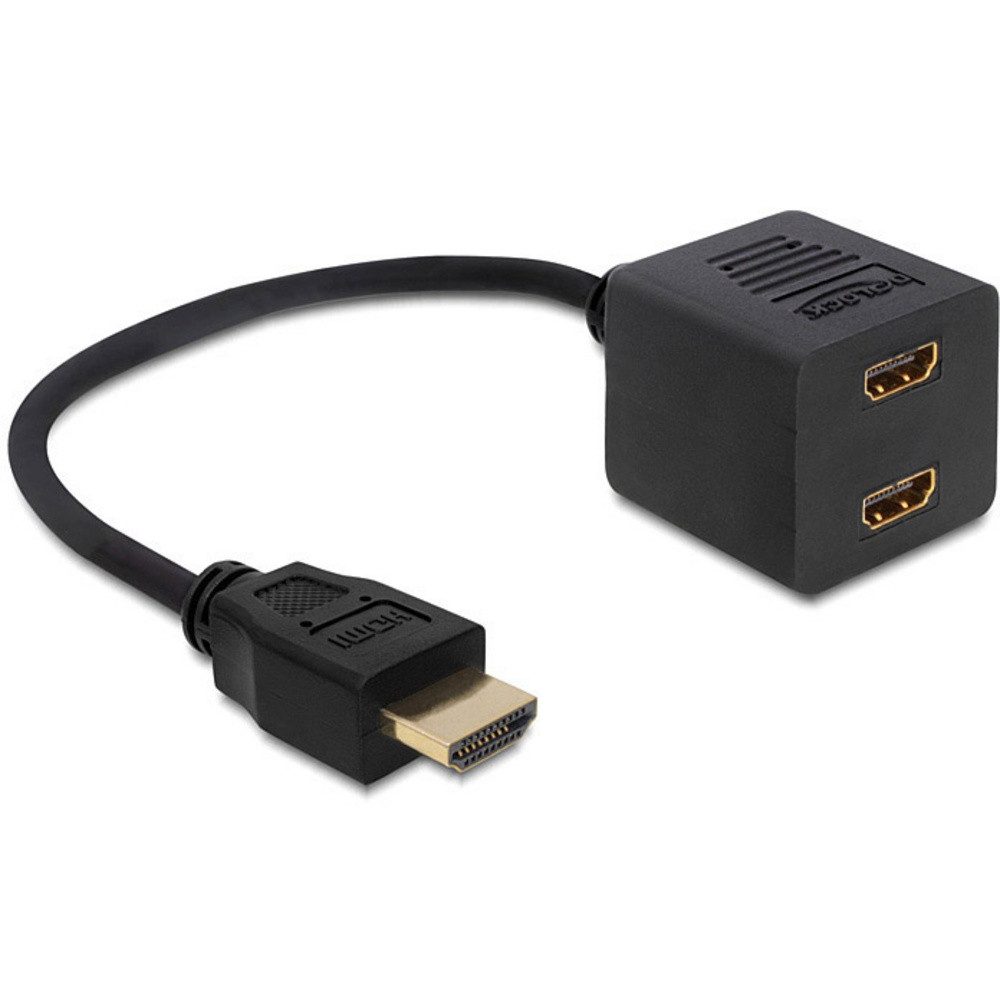 Delock 65226 HDMI Adapter [1x HDMI-Stecker - 2x HDMI-Buchse] Schwarz TV-Adapter