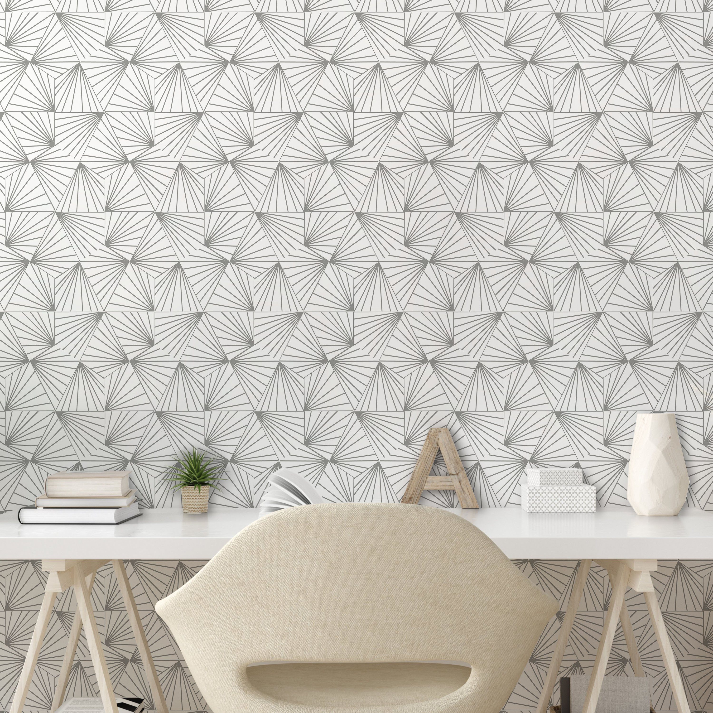 Abakuhaus Vinyltapete selbstklebendes Küchenakzent, Linien Geometric grau Retro Bursting Wohnzimmer