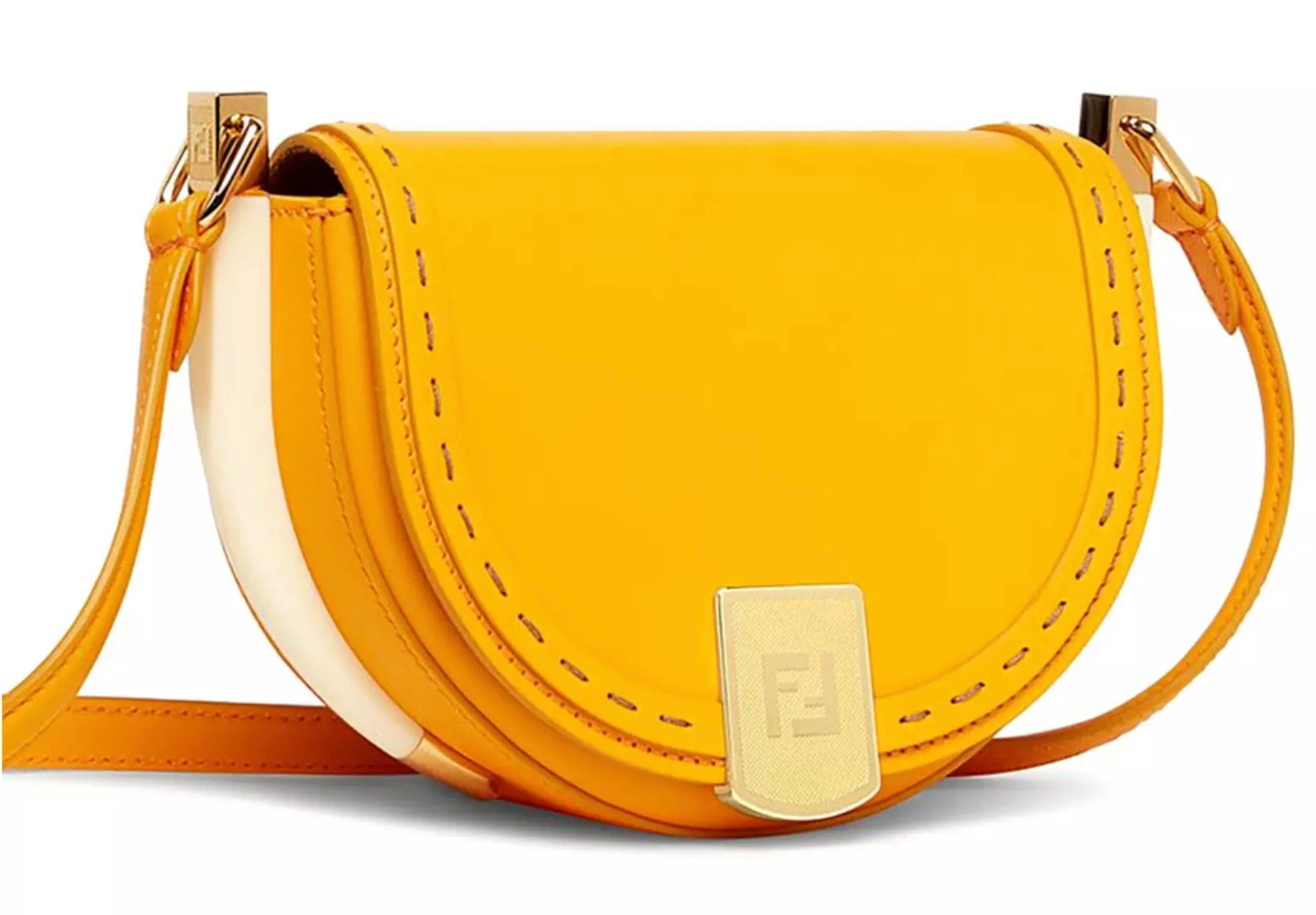 FENDI Umhängetasche Moonlight Curved Crossbody Satchel, mit seitlichen Plexiglas- und Gold-Metall-Akzenten