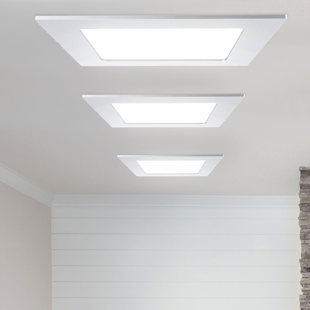etc-shop LED Panel, LED-Leuchtmittel fest Set Warmweiß, Alu verbaut, Lampe LED Raster Wohn Decken 2er Esszimmer Einbau Leuchte