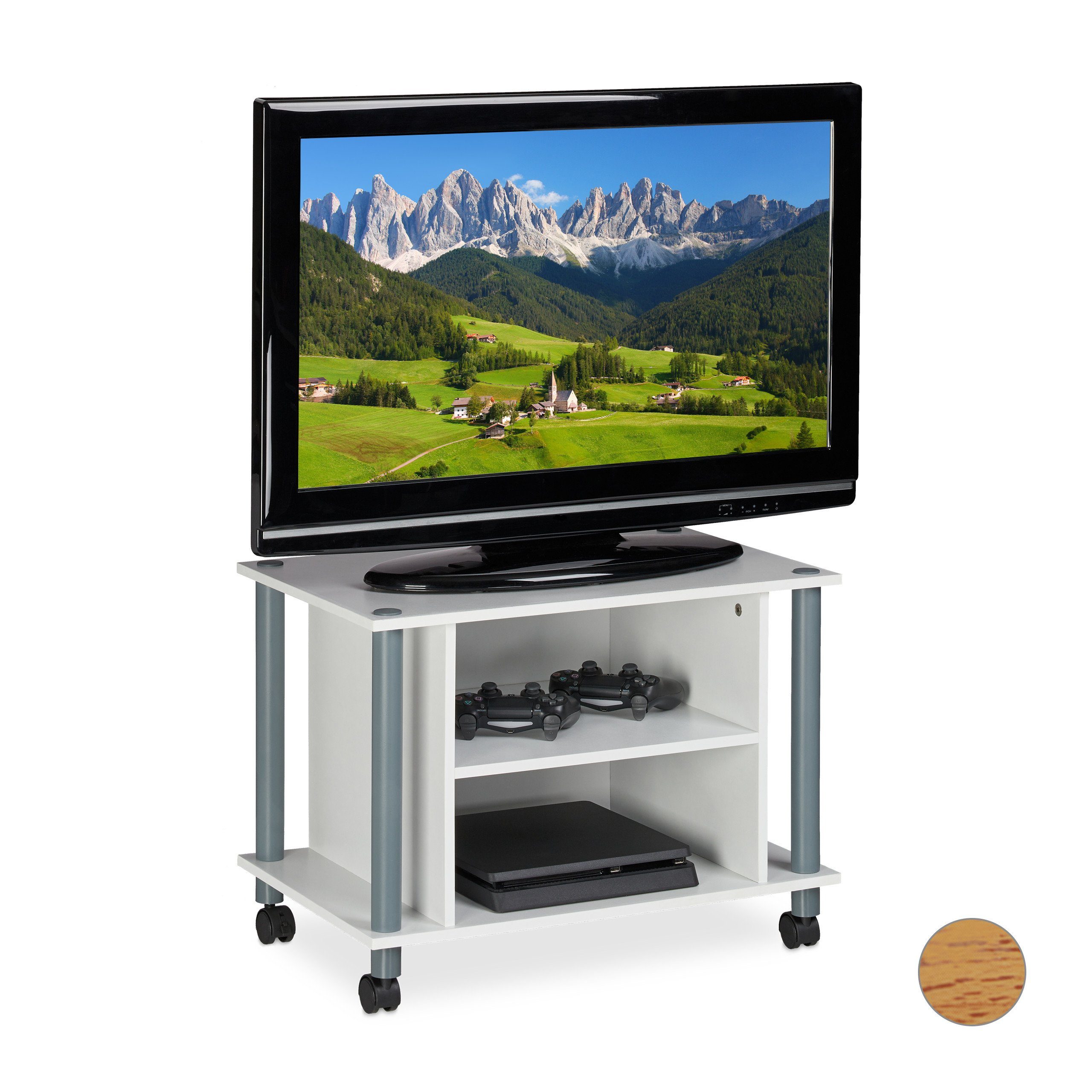 relaxdays TV-Regal TV Tisch mit Rollen günstig online kaufen
