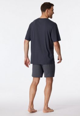 Schiesser Shorty "Comfort Essentials" (2 tlg) unifarbenes T-Shirt mit V-Ausschnitt, aufgesetzte Brusttasche