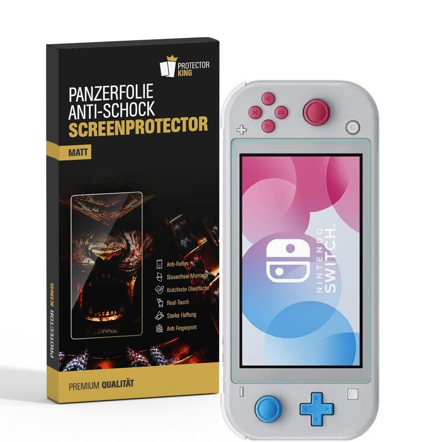 Protectorking Schutzfolie 1x Panzerfolie für Nintendo Switch Lite Displayschutz Schutzfolie, (1-Stück), ENTSPIEGELT