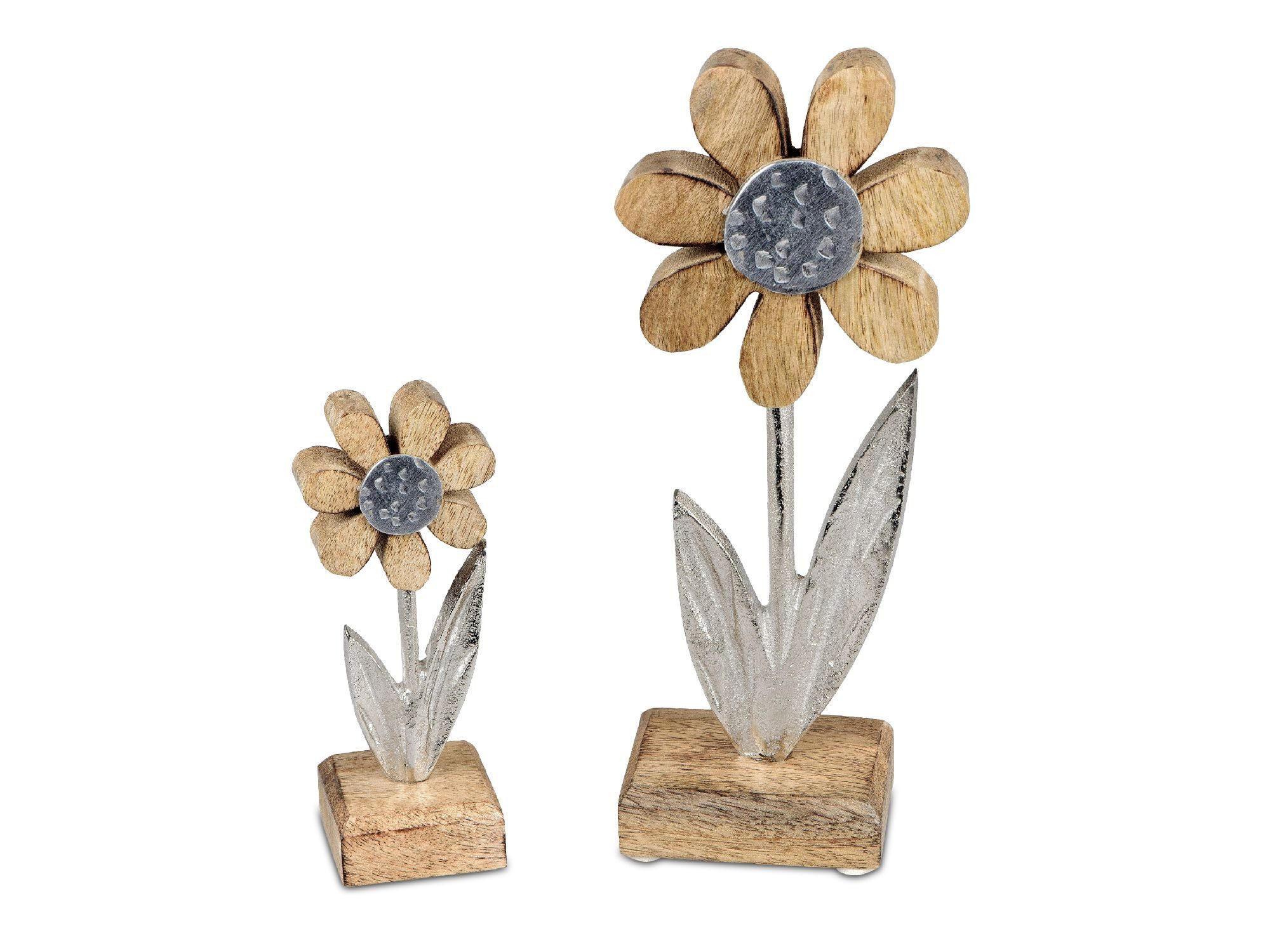 formano Dekofigur Alu Mangoholz, Auf Sockel, natur, Motiv: Blume günstig online kaufen