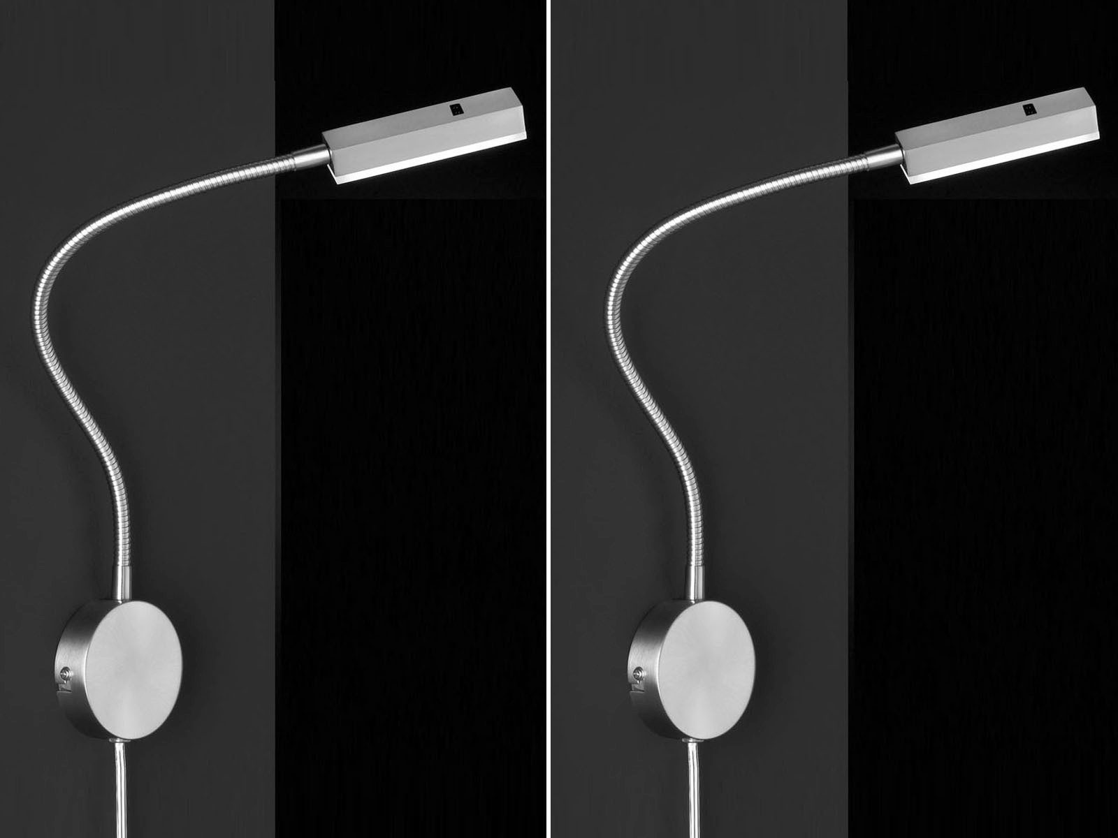FISCHER & HONSEL LED Leselampe Wand, dimmbar per Gestik, Breite 8cm, LED fest integriert, Warmweiß, 2er SET Bett-Leuchten Wand-Montage, Schwanenhals Wand-Lampen dimmbar