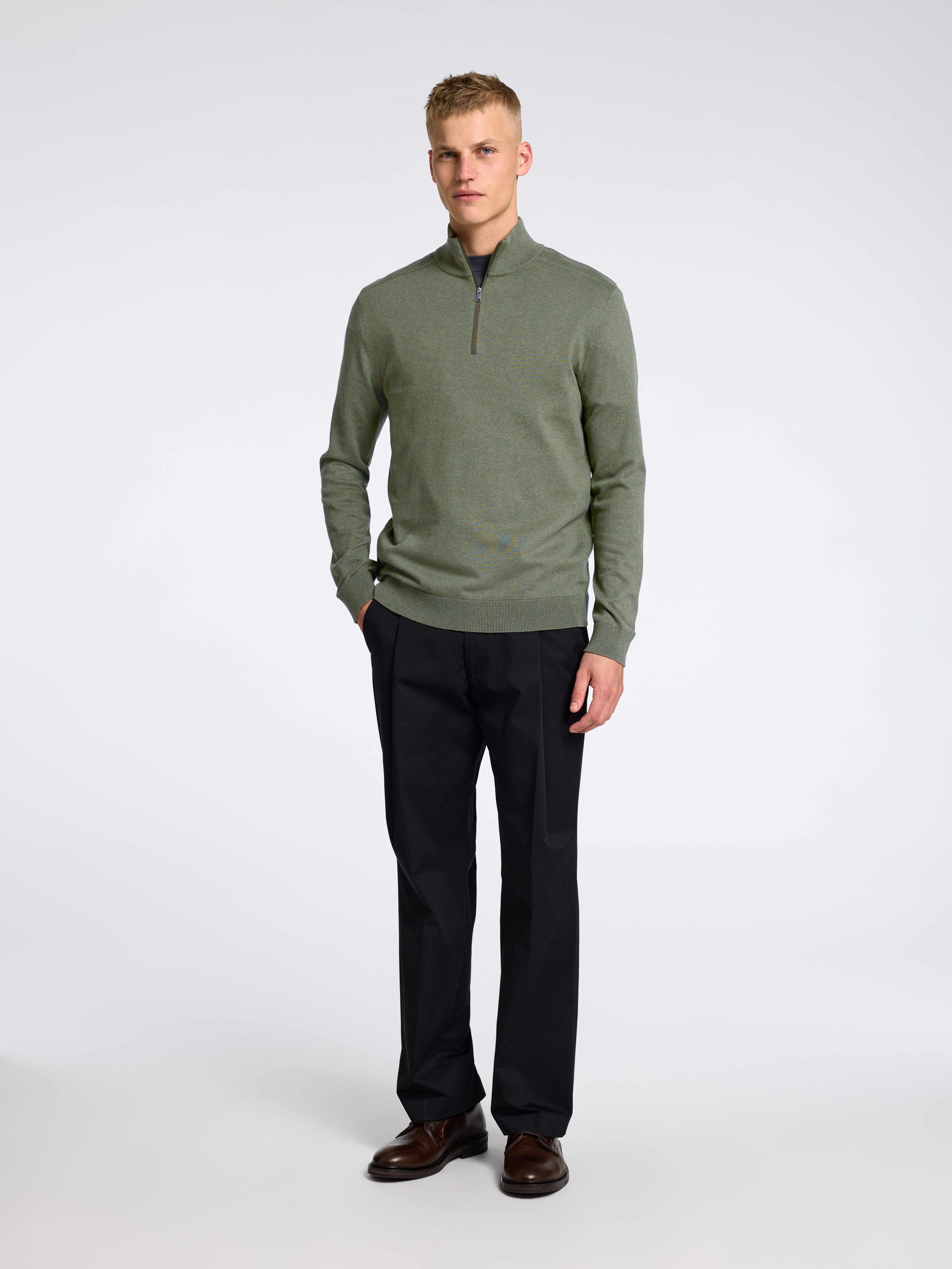 Selected Troyer SLHBERG HALF ZIP CARDIGAN NOOS Baumwolle, regular fit – Bild 4 von 5
