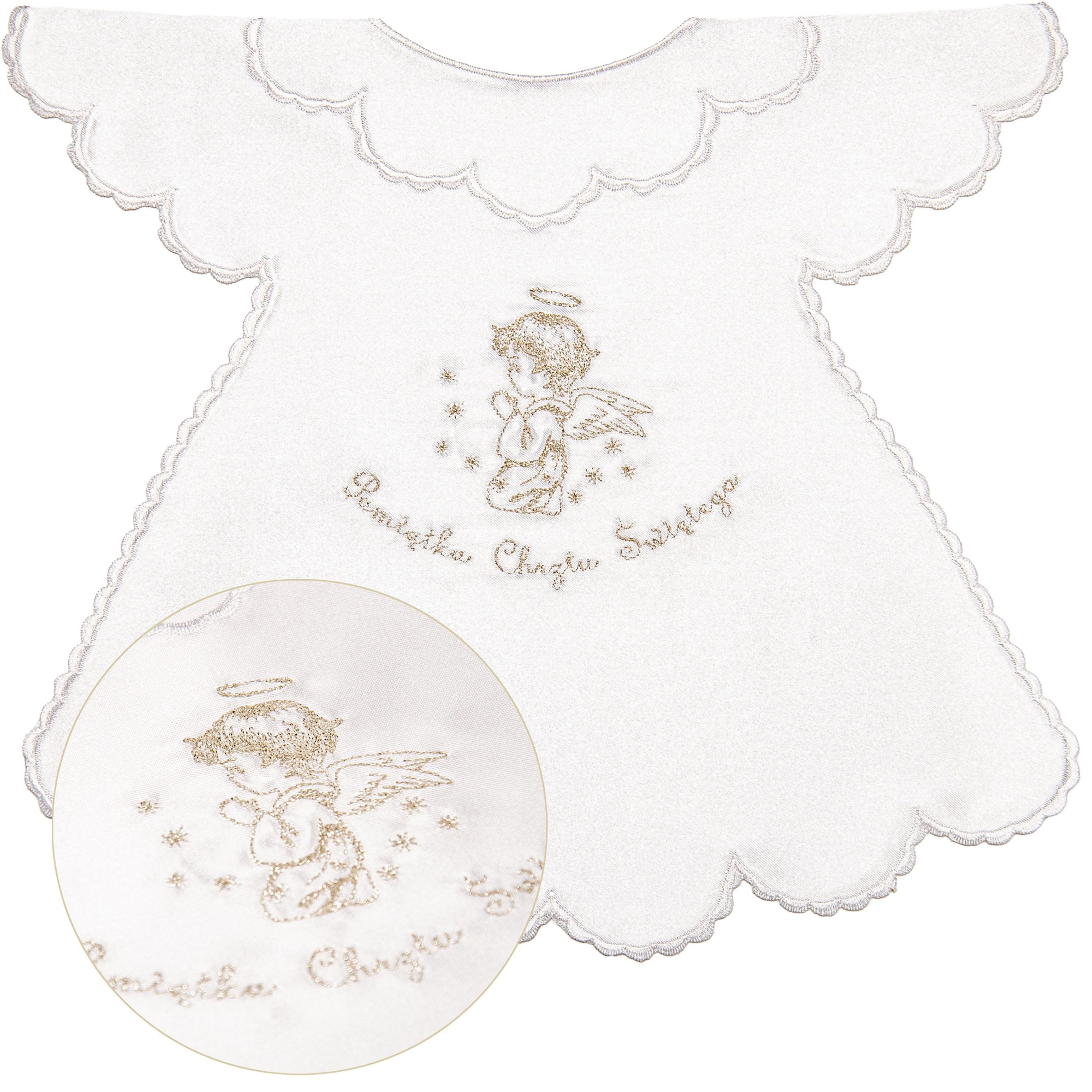 Festivalartikel Taufkleid Tauftuch Herz Engel Stickerei Tauferinnerung Weiß Silber Unisex (1-tlg)