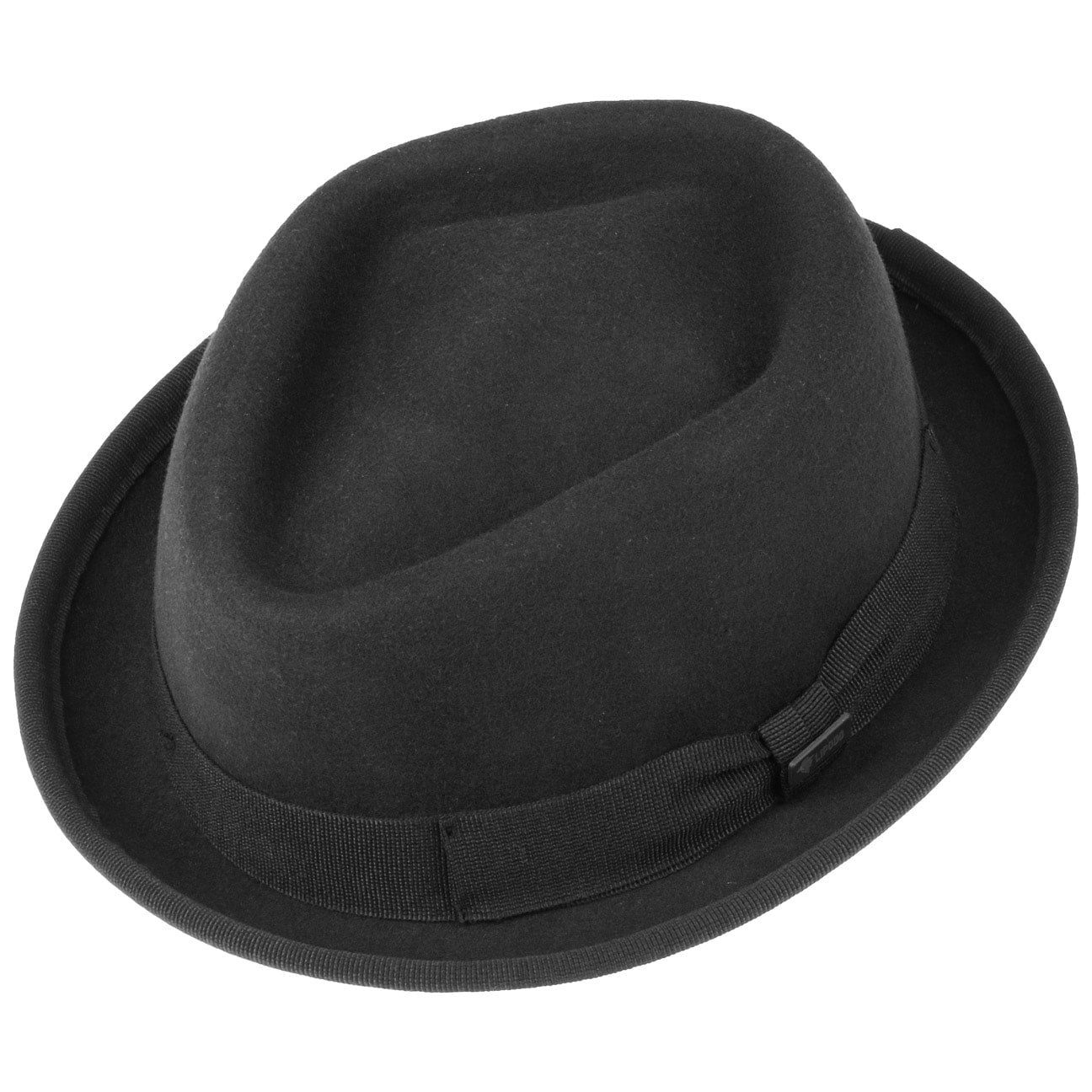 Made (1-St) Italy in Ripsband, Lipodo schwarz Fedora mit Porkpie