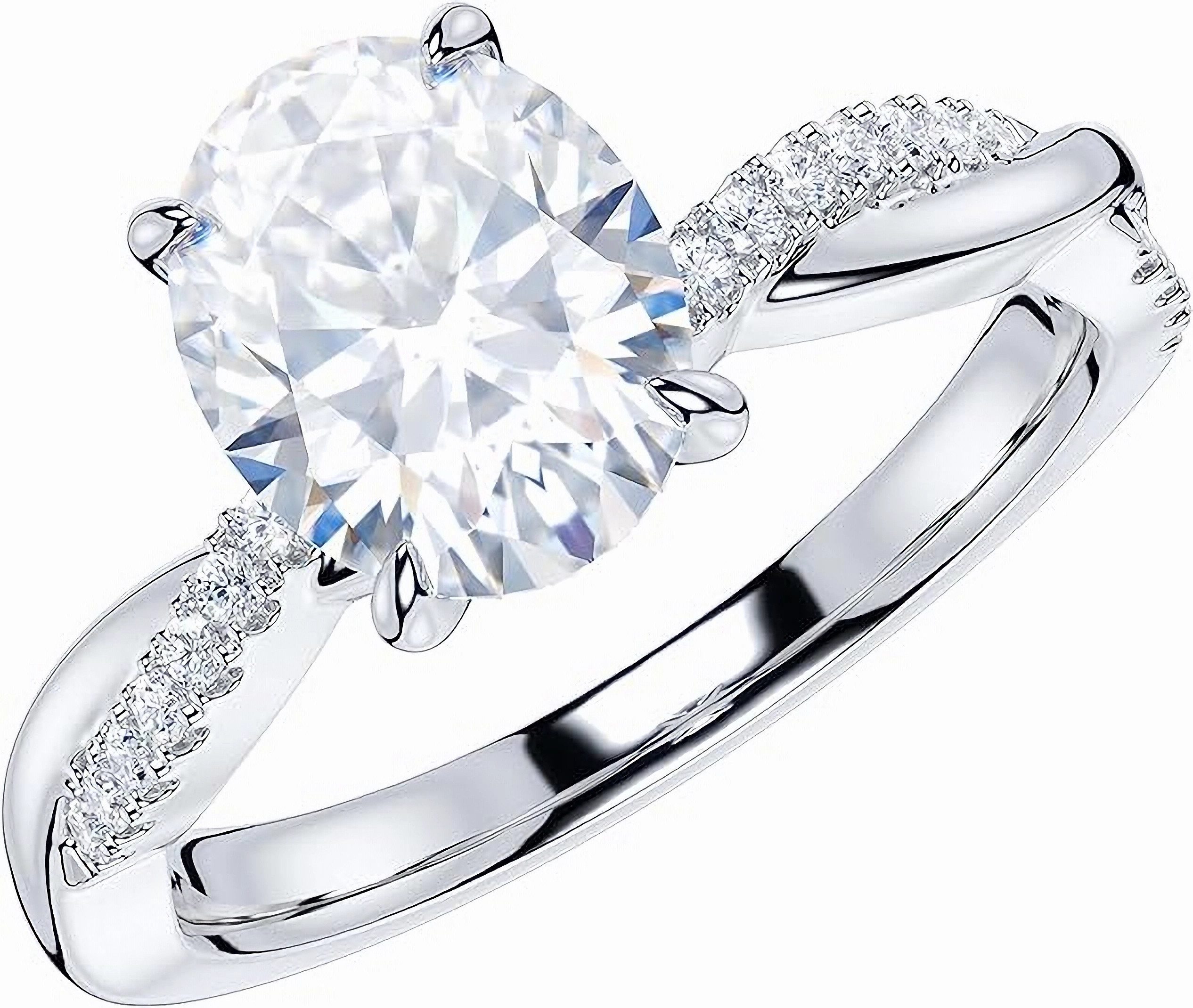 Jumpeak Diamantring 585Gold, 1,5ct ovaler Diamant, gedrehte Fassung, Lab-Diamant, Ehering, Geschenk für Ihre Liebsten/Jubiläum/Weihnachten, Luxusschmuck mit IGI