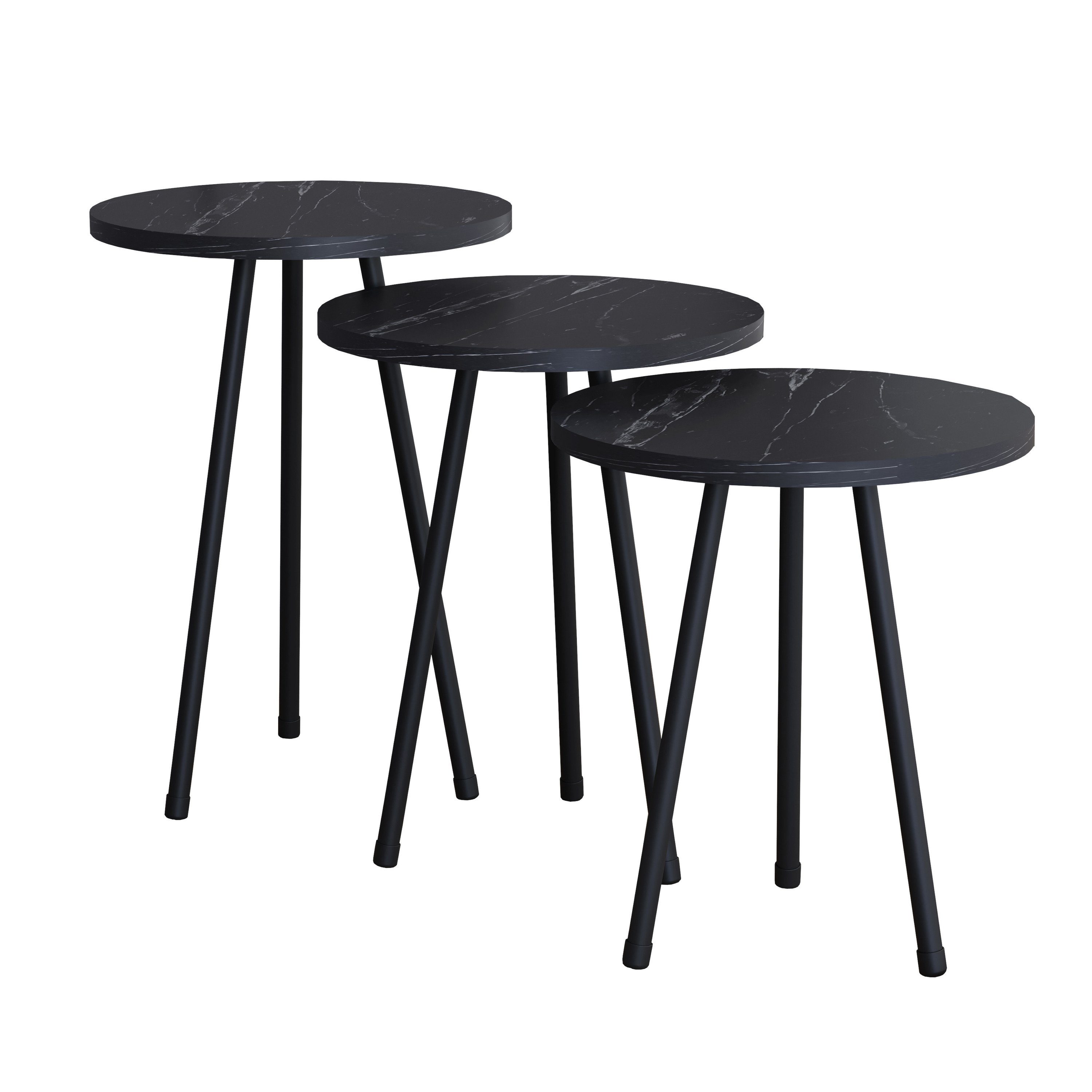 VCM Couchtisch 3 tlg. Holz Beistelltisch Couchtisch Mamor Mirola, Pflegelei günstig online kaufen