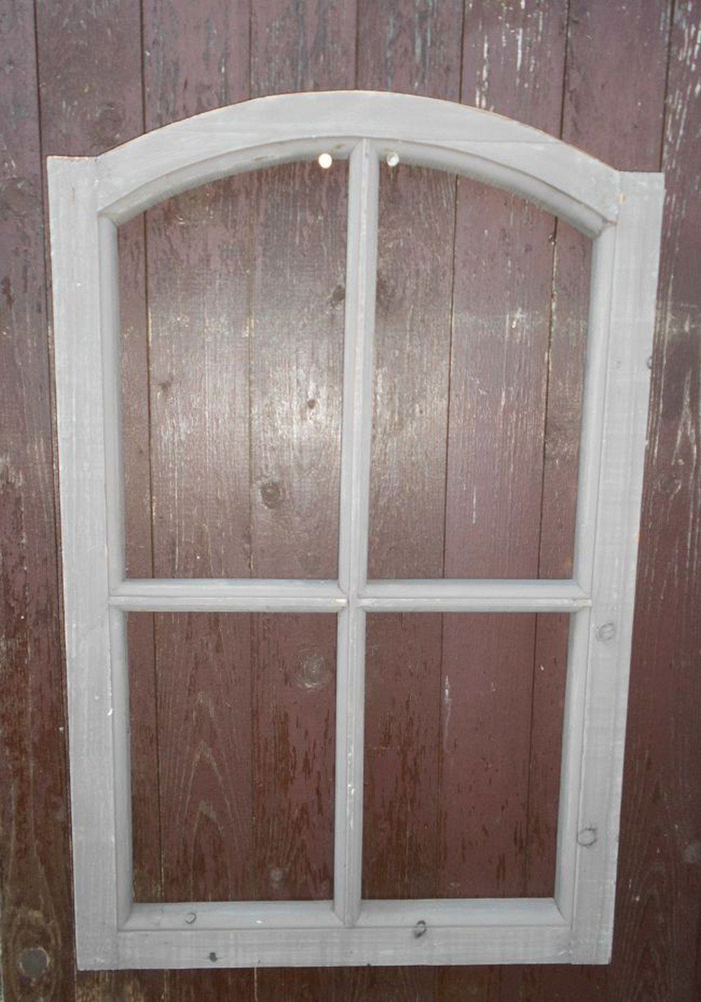Stabiles abgerundet Sprossenfenster Fenster grau St) Wanddekoobjekt Dekorahmen Holz 77cm (1 Deko-Impression