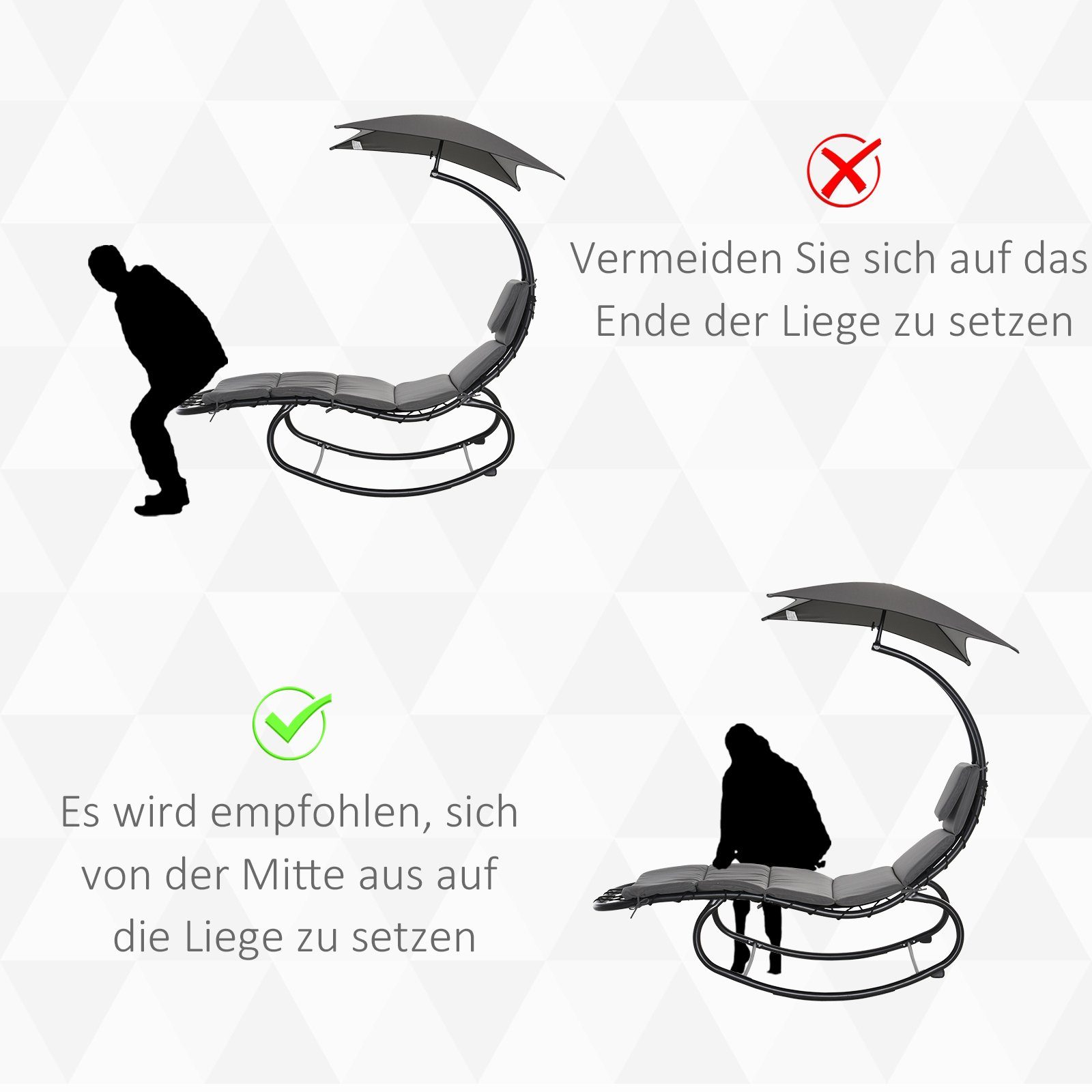 Outsunny Gartenliege Schaukelliege mit Sonnendach