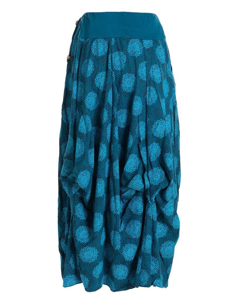 Vishes Maxirock Langer Damen Ballon-Rock Pump-Rock Baumwolle Blüten-Muster Retro Style, Sweat-Rock