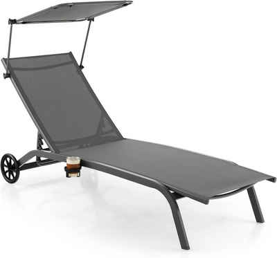 KOMFOTTEU Relaxliege Liegestuhl, mit Sonnenblende, verstellbare Rückenlehne