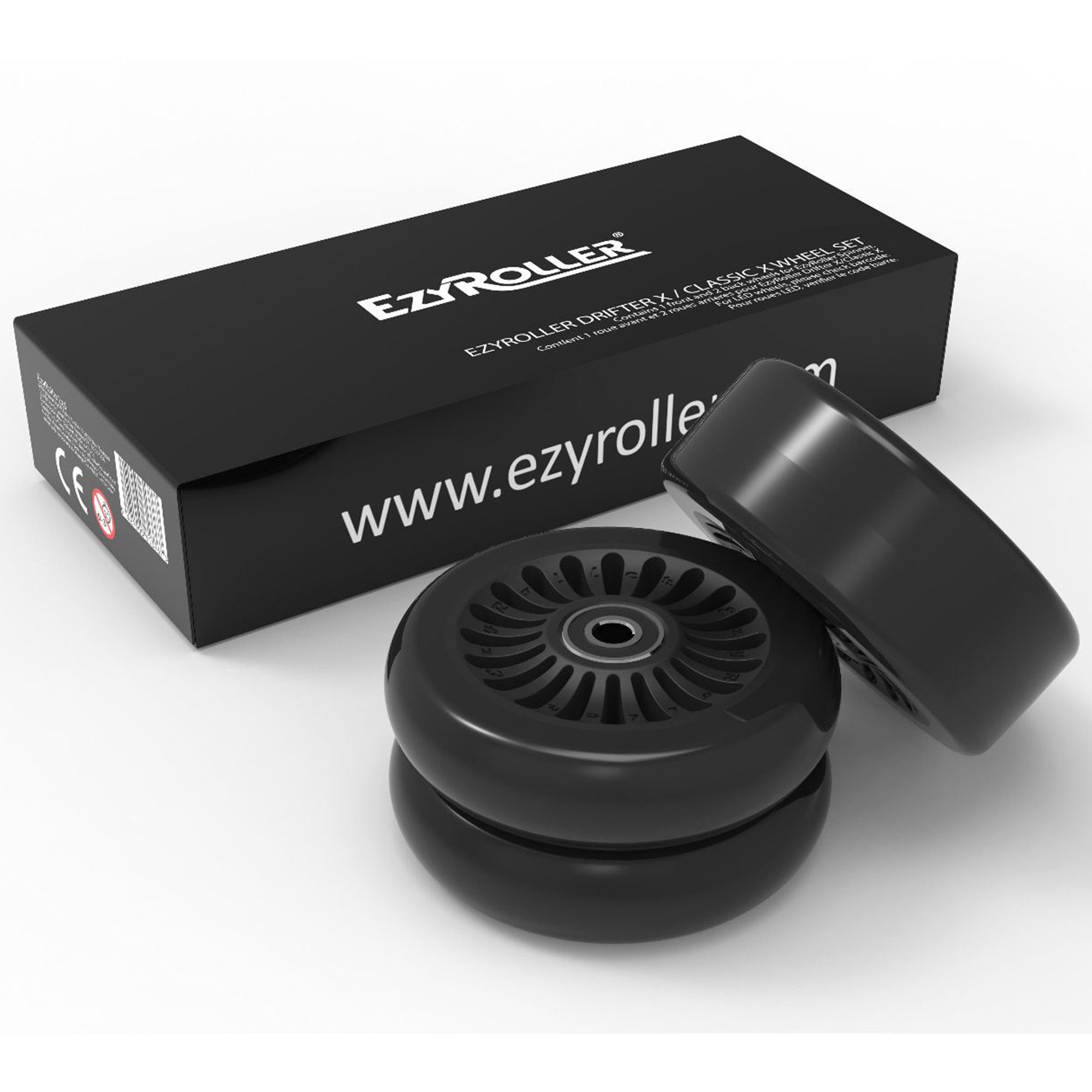EzyRoller Kinderfahrzeug-Räder Classic X / Drifter X Rollenset (3 St., für Classic X / Drifter X / 3 Rollen (96x24mm (2x), 96x36mm (1x), Rollen Set Ersatz Rad (3 Stk, 2x 96x24 mm + 1x 96x36 mm, schwarz)