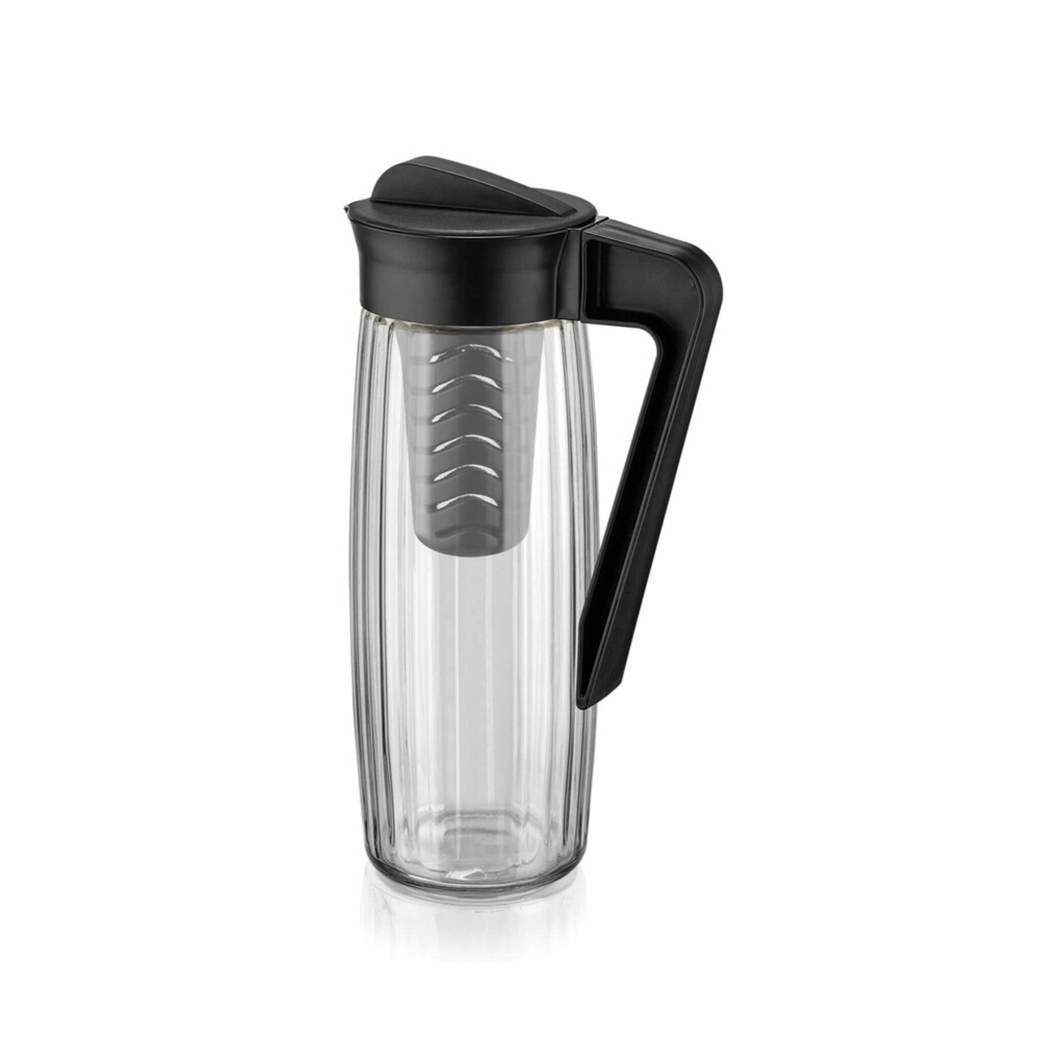 Michelino Wasserkaraffe Michelino Tanja Karaffe Kunststoffeinsatz Riffel&-Klarglas Anthrazit