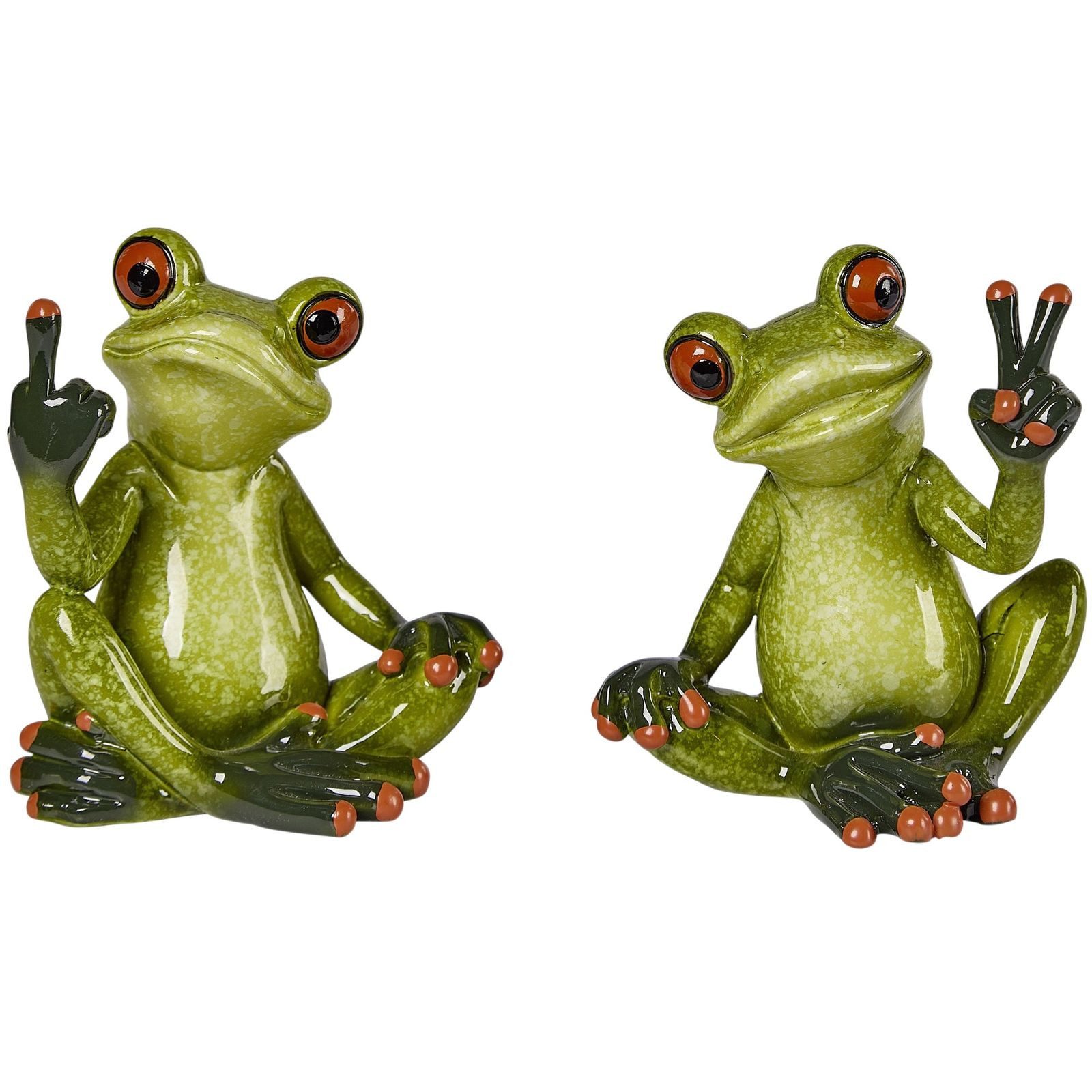 formano Sammelfigur 2er Set Frosch Dekofiguren 9 cm handbemalt mit Glanzoptik