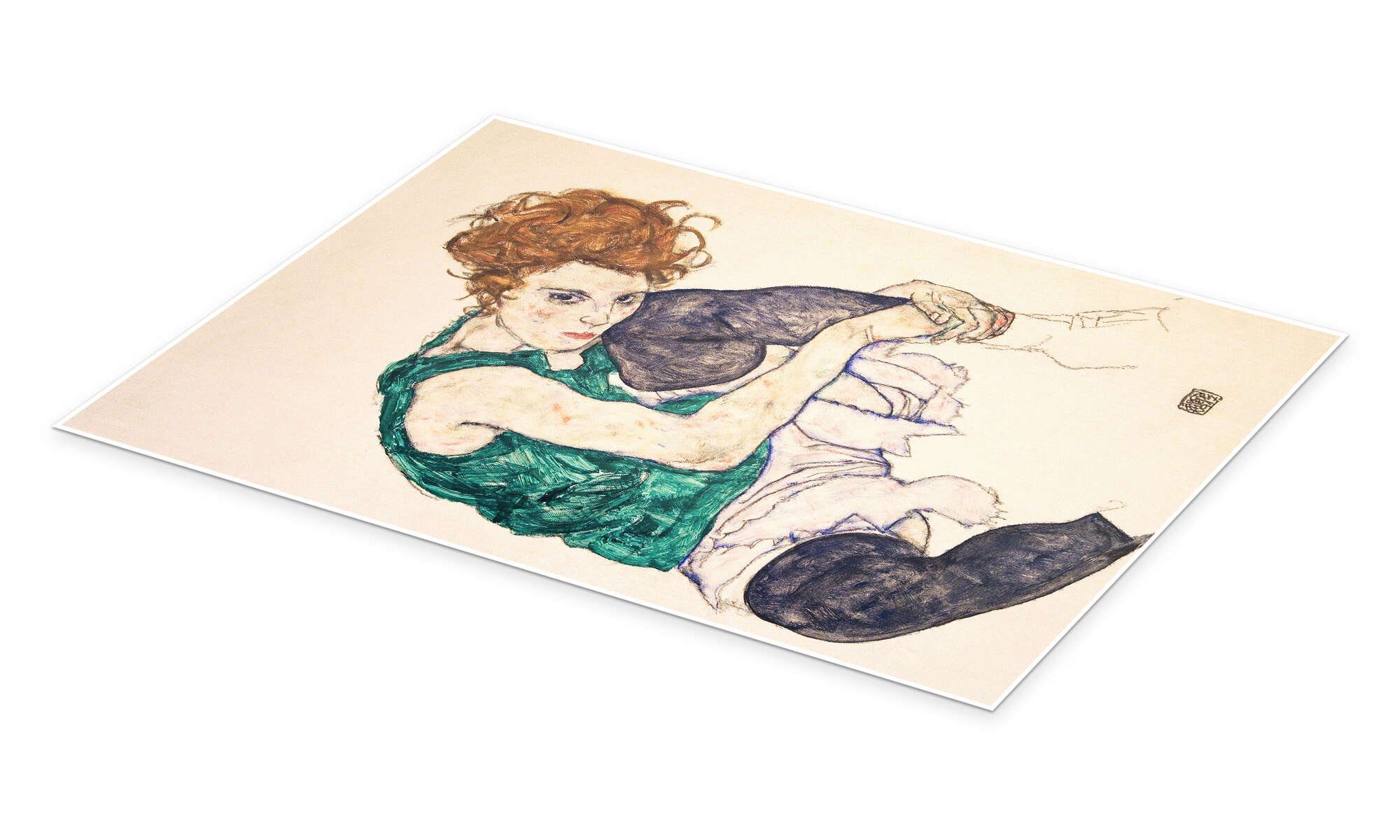 Posterlounge Wandbild Sitzende Frau mit hochgezogenem Knie, Egon Schiele, e günstig online kaufen