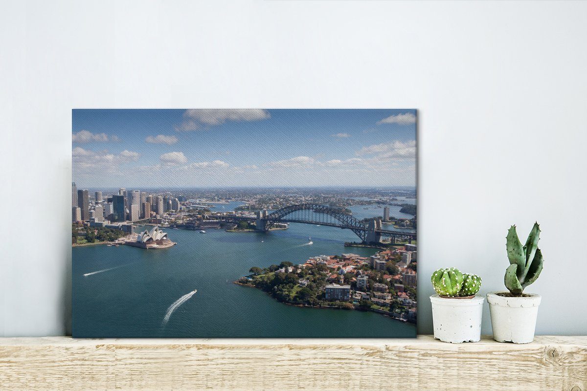 Wandbild australischen OneMillionCanvasses® Aufhängefertig, Leinwandbilder, St), Leinwandbild Luftaufnahme der Großstadt Wanddeko, 30x20 Sydney, cm (1