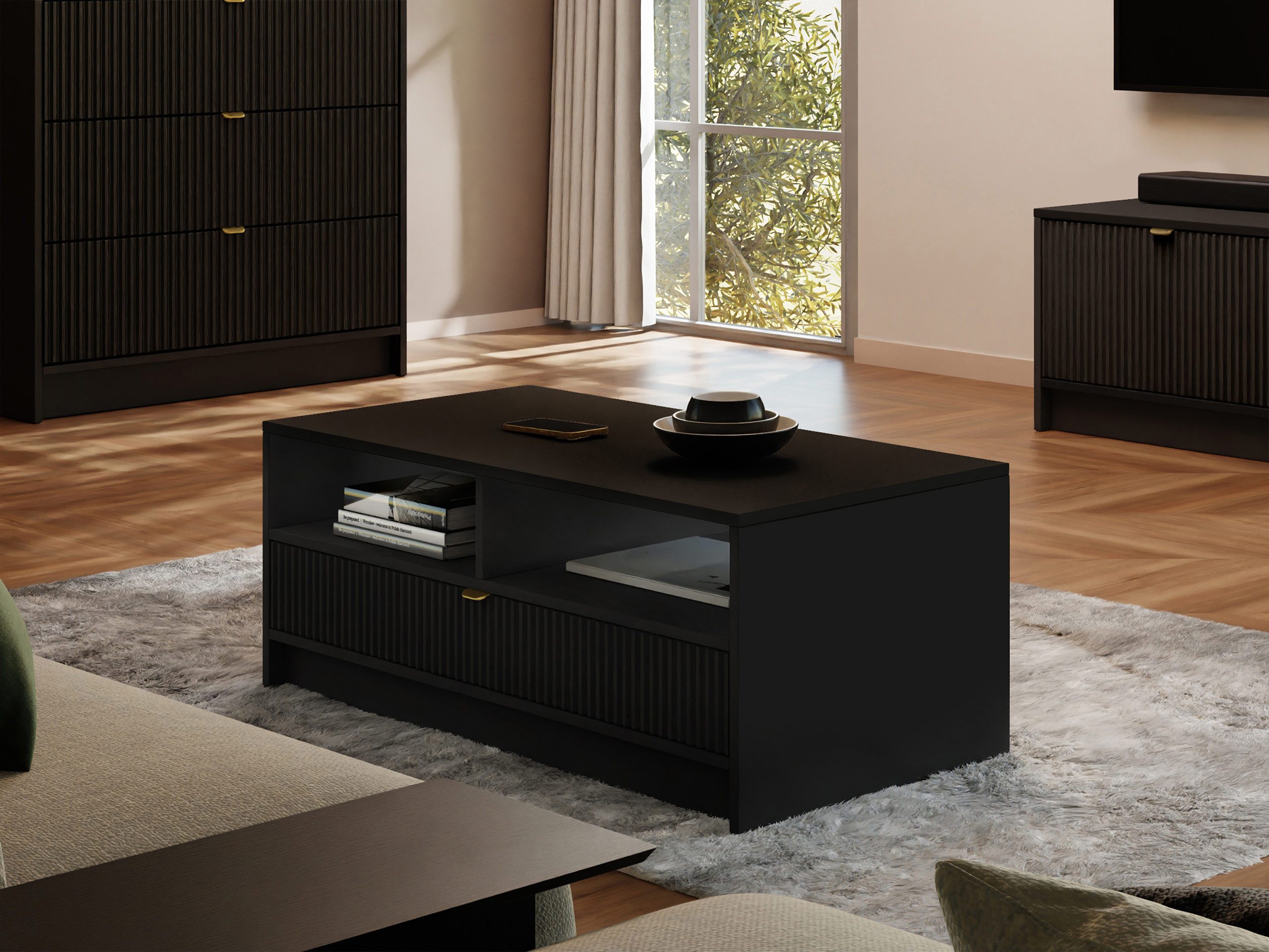 MIRJAN24 Couchtisch Tireno 1SZ (mit Schublade), Aluminiumgriff in der Farbe günstig online kaufen